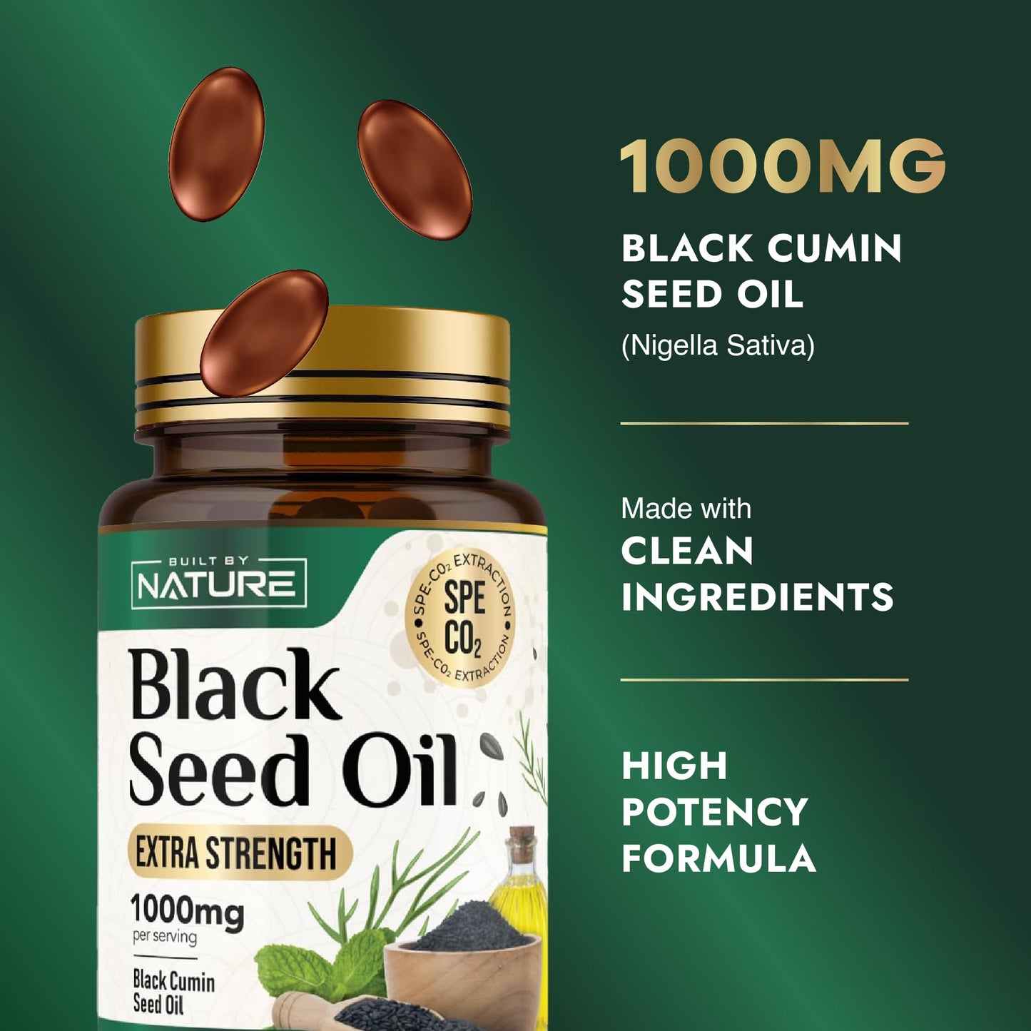 Built by Nature Black Seed Oil 1000 mg Softgels, 120 Count