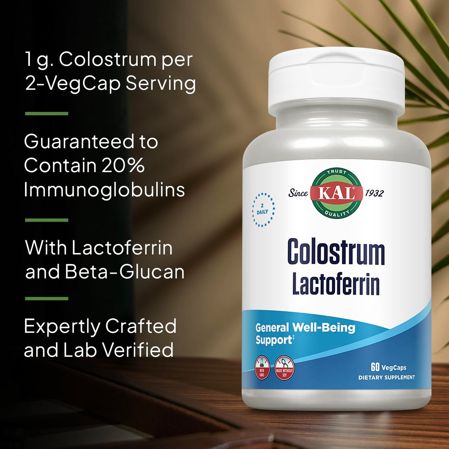 KAL Colostrum Lactoferrin, 20% Immunoglobulins, 60 Capsules