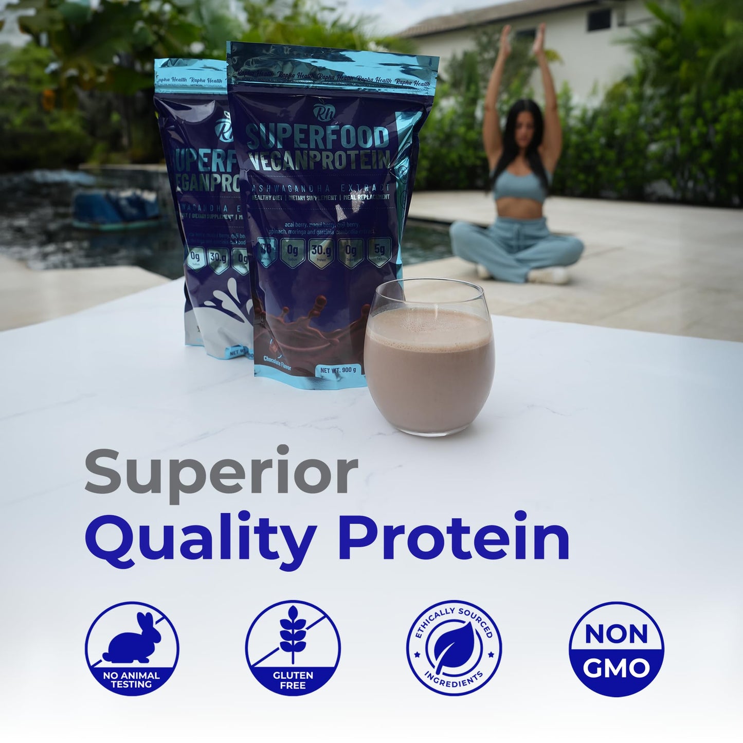RAPHA HEALTH Superfood Vegan Protein (Chocolate) Protein Powder 1.98 lb
