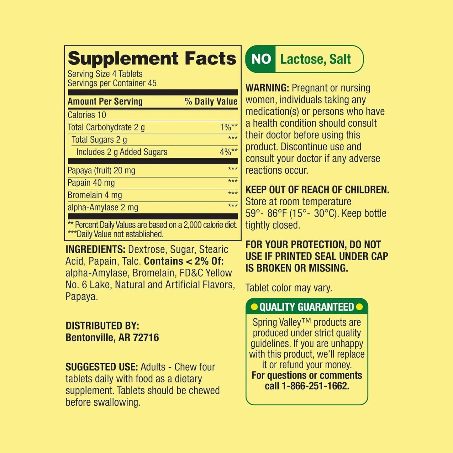 Basket Goods Papaya Enzymes Tablet 180 Count