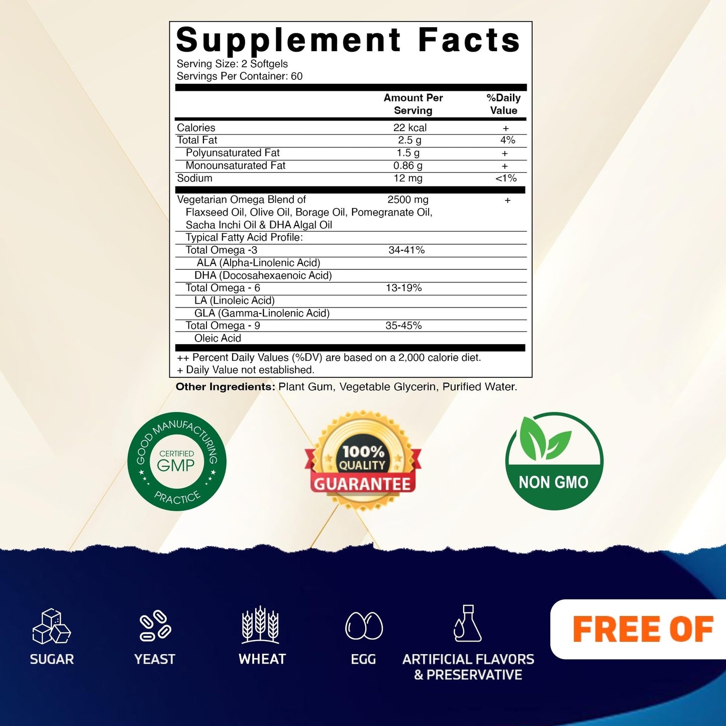Vitamatic Vegan Omega 3-6-9 Complex 1250mg Softgel, 120 Softgels