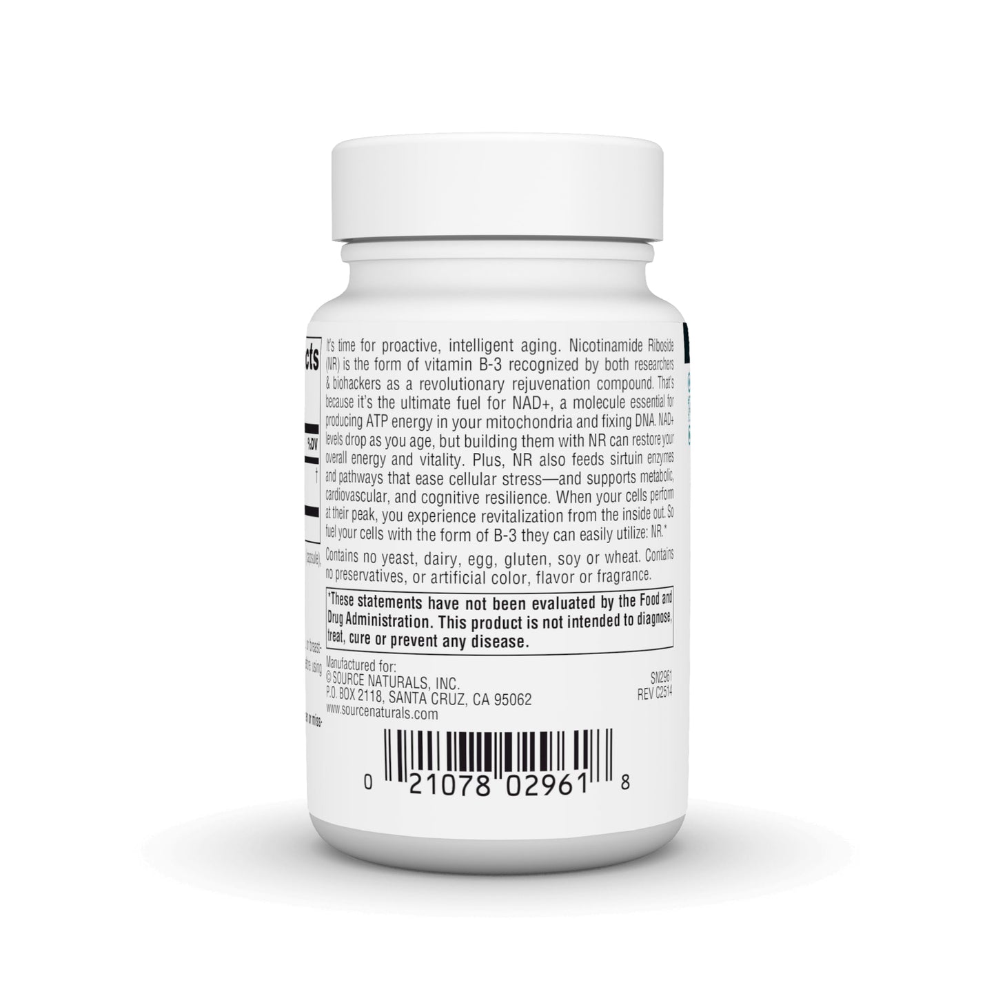 Source Naturals Nicotinamide Riboside 500 mg Capsule, 30 Vegan Capsules
