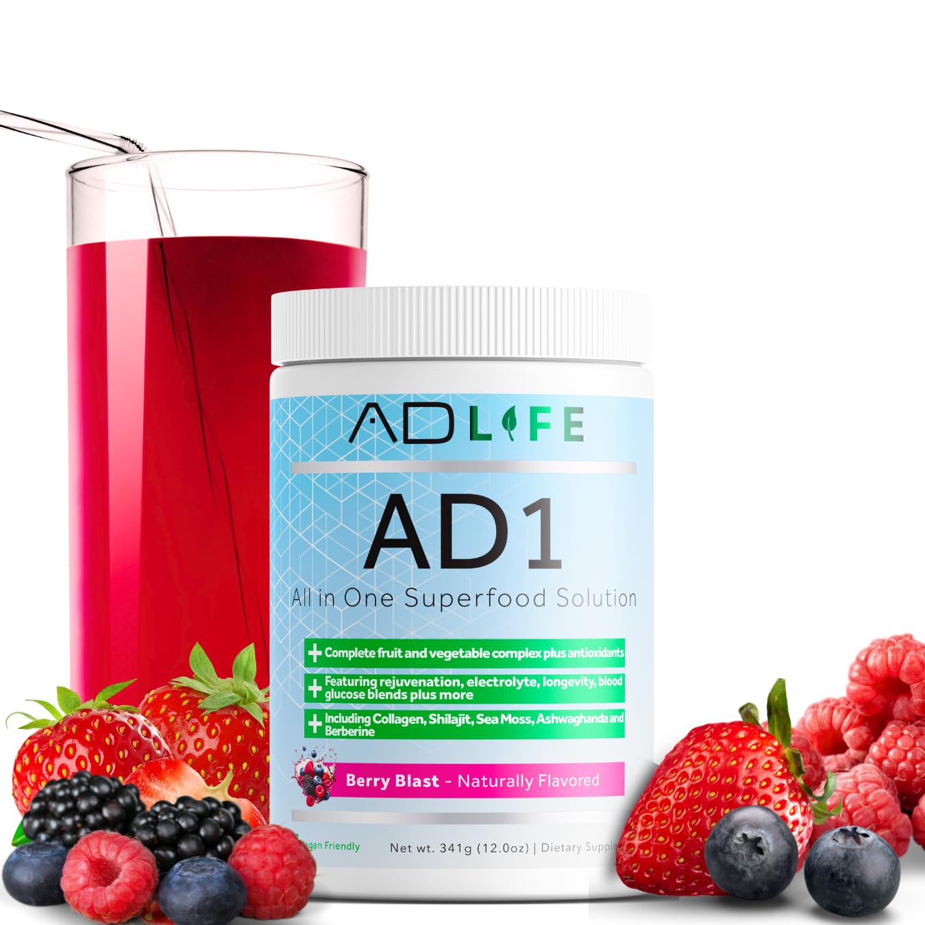 PROJECT AD LLC AD1 All in One Superfood Solution, Powder, 12.03 Ounce
