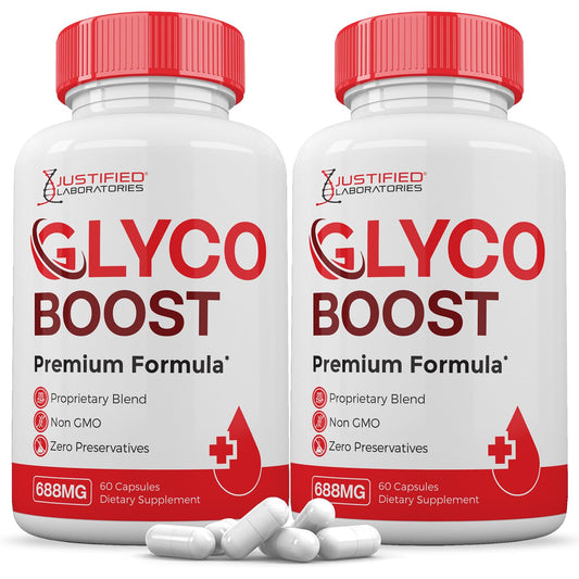 Justified Laboratories Glyco Boost 688MG Glycogen Support Premium Formula Glycoboost Gluco Support, Capsules, 120 Capsules