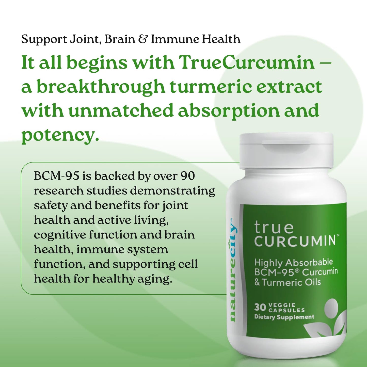 NatureCity True-Curcumin Turmeric Supplement Capsules 30 Count