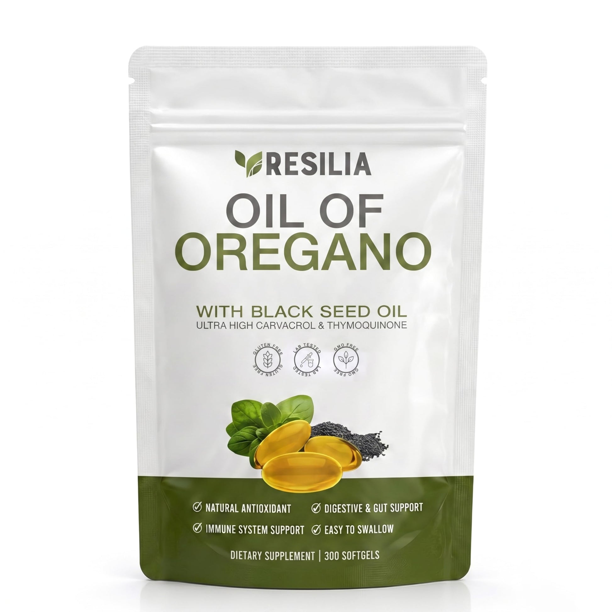 Resilia Oregano Oil with Black Seed Oil Capsules 300 Count