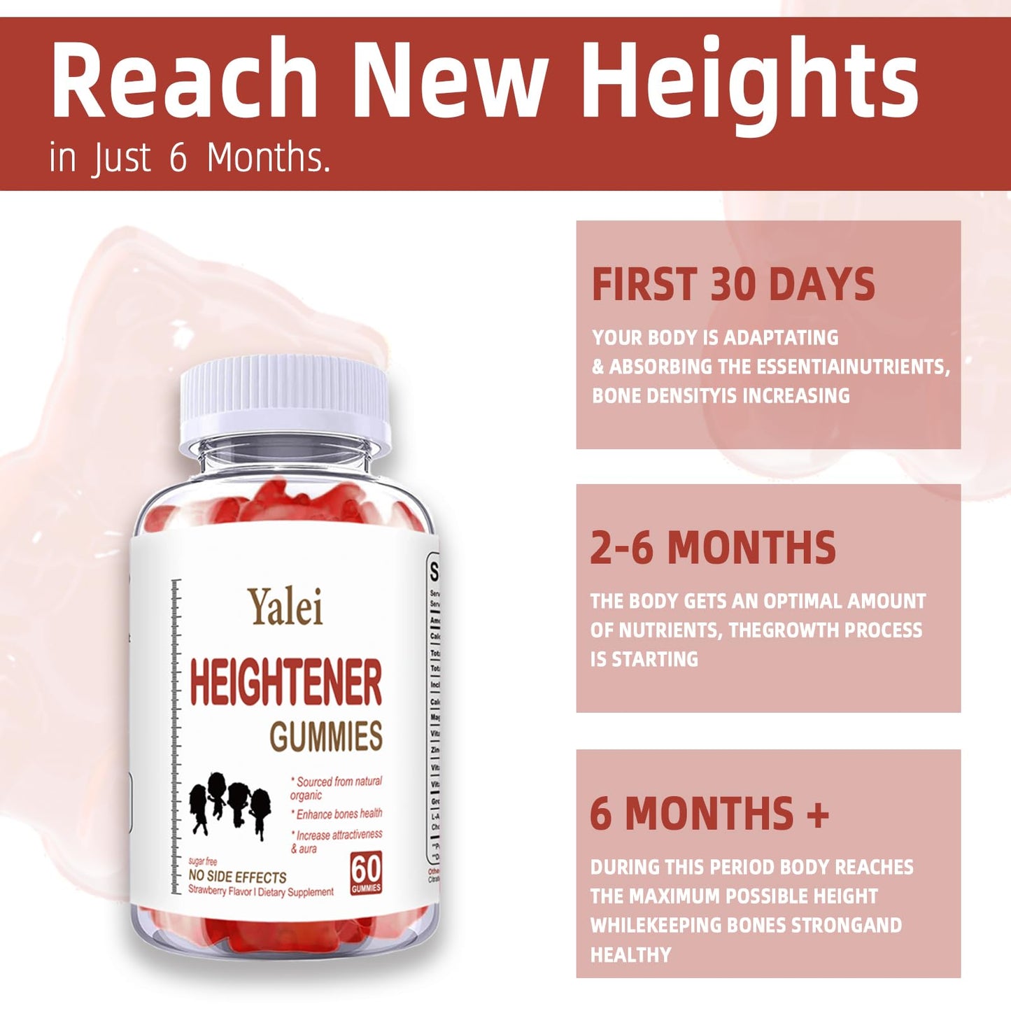 Yalei Height Growth Supplement Gummies 60 Count