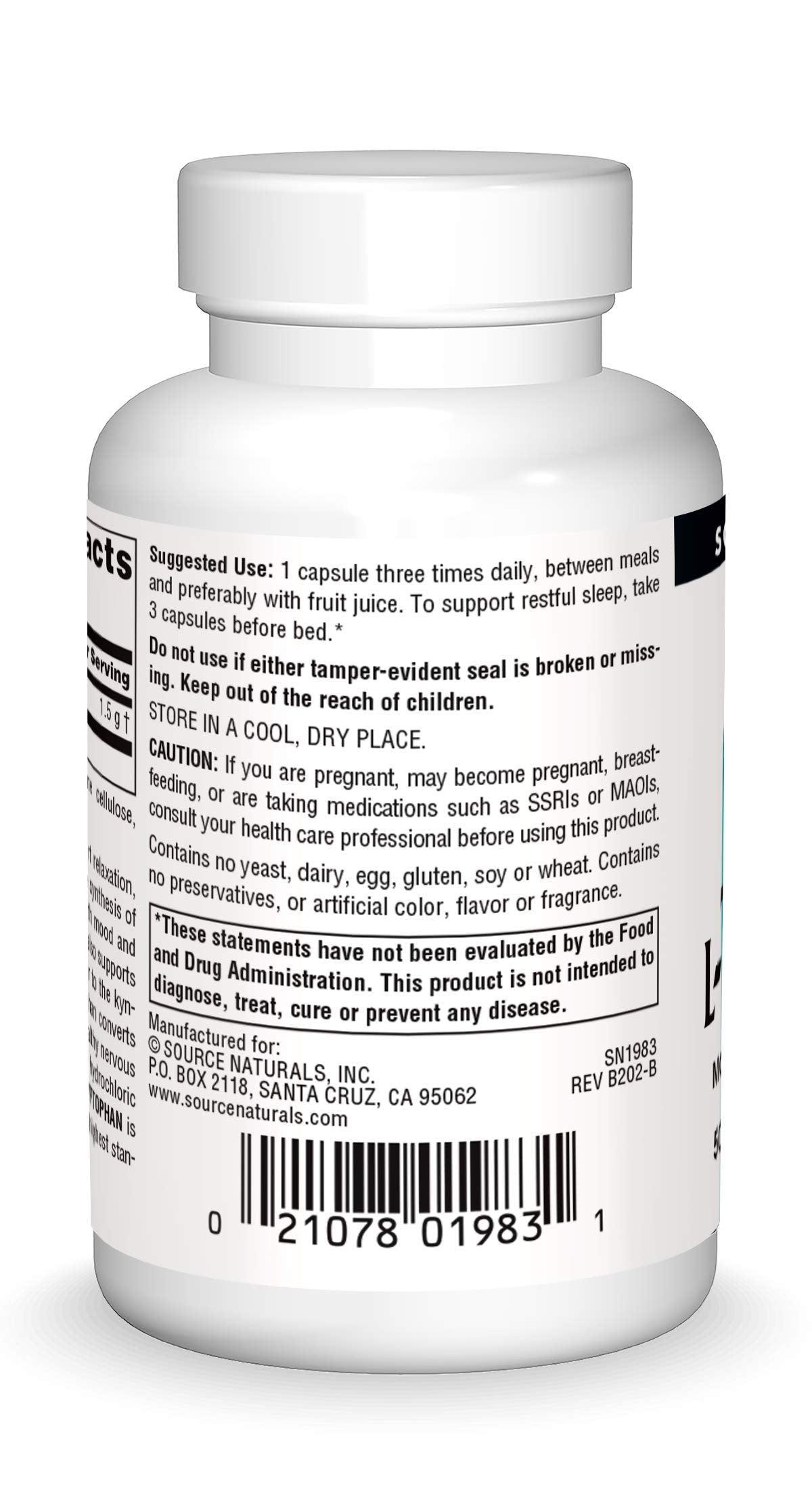 Source Naturals L-Tryptophan 500mg Capsule 30 Capsules