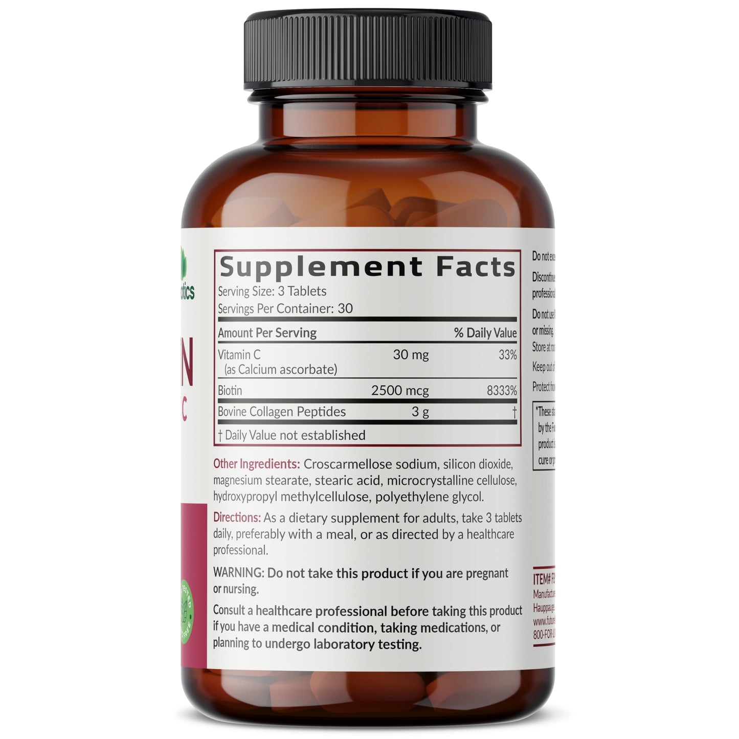 Futurebiotics Collagen Peptides with Biotin & Vitamin C Complex 3-in-1 Formula 90 Tablets