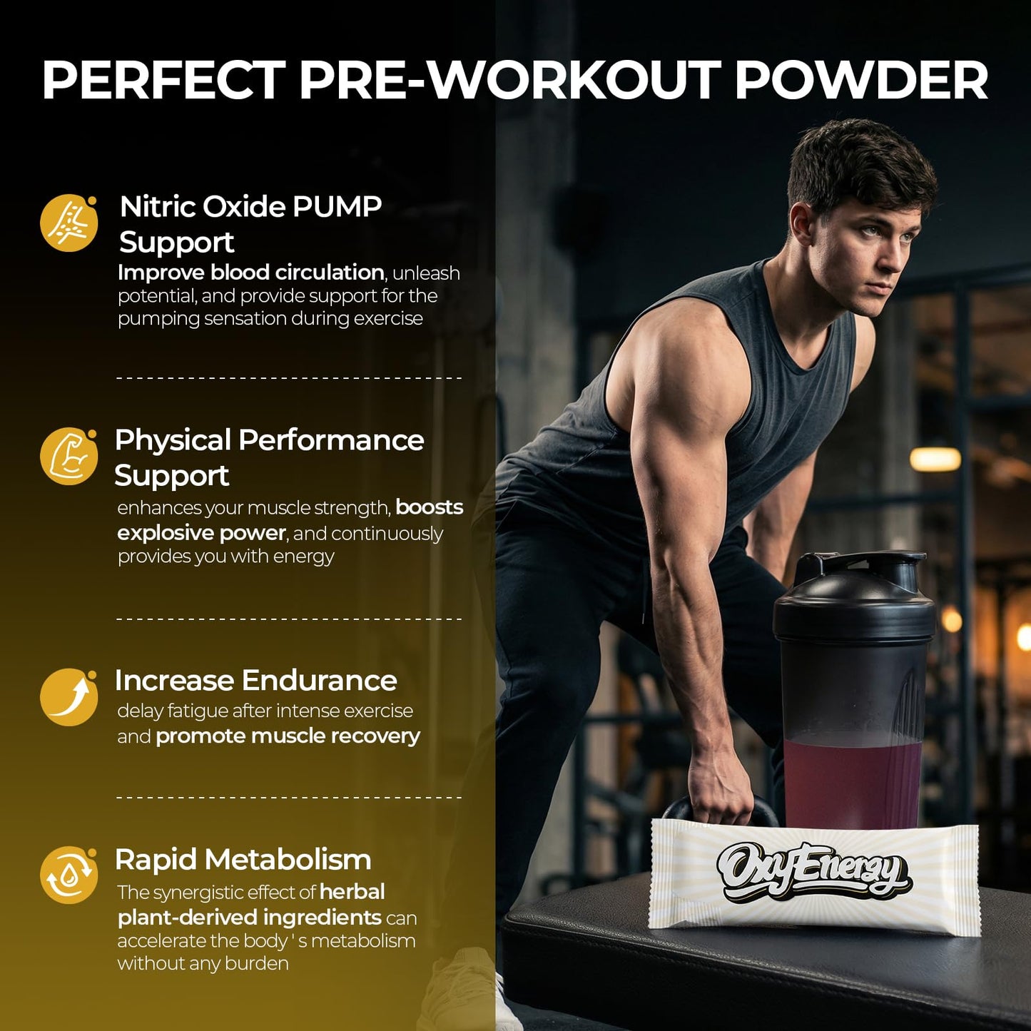 OxyEnergy Max Pump Stim-Free Pre Workout Powder, 16.93 oz