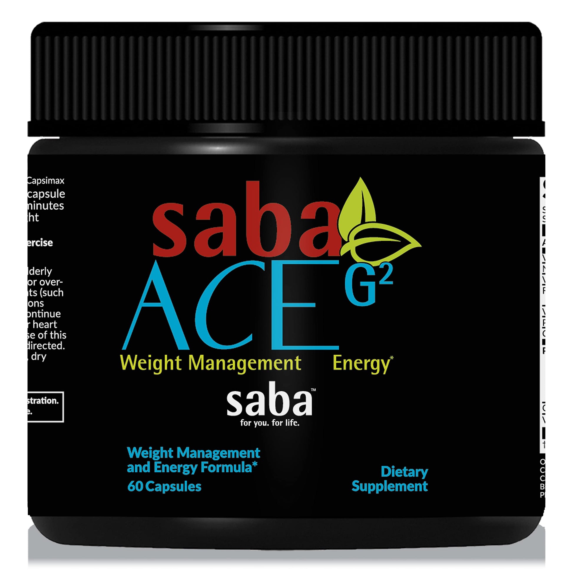 Saba ACE G2 Thermogenic Energy Burn Pre Workout Metabolism Focus Concentration, with Capsimax, CarnoSyn, BioPerine, Green Tea Leaf Extract, for Men & Women, 60 Capsules