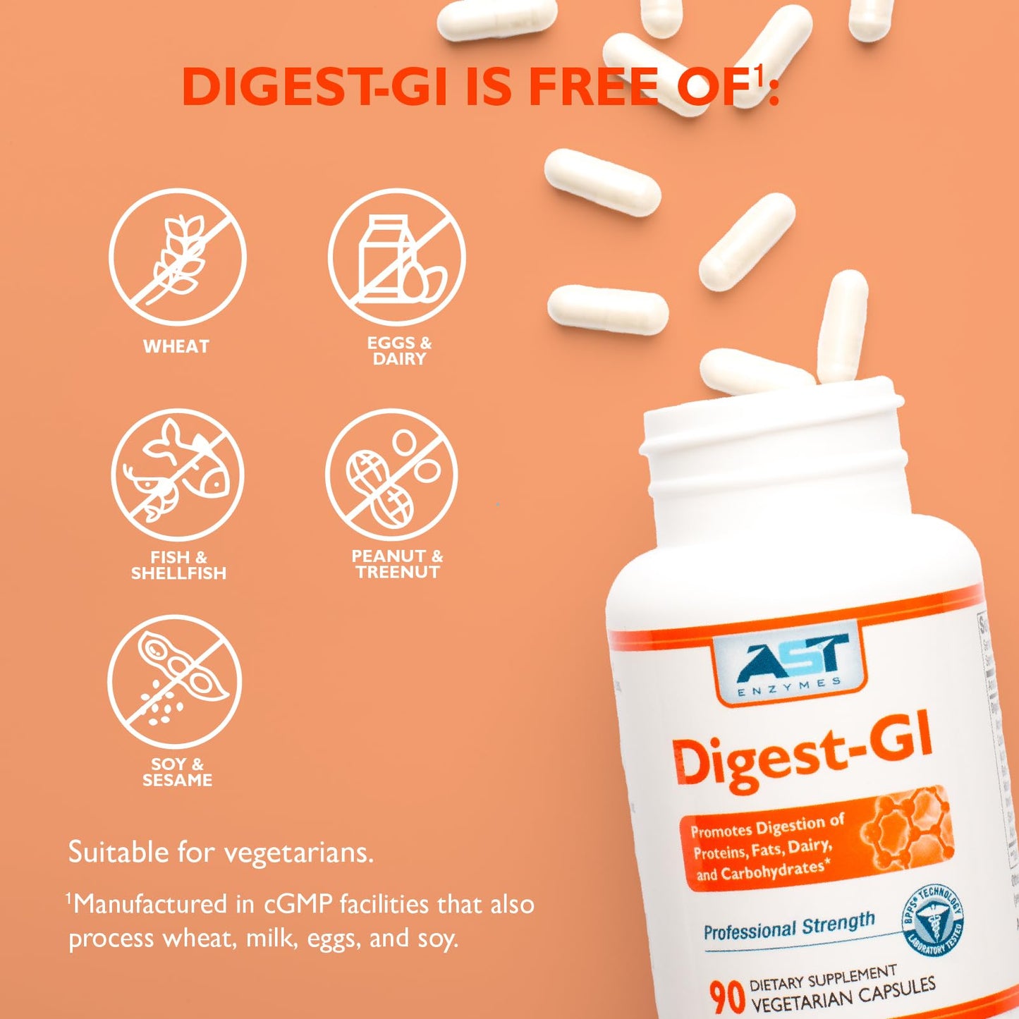 AST Enzymes Digest-GI Digestive Enzyme Capsules 180