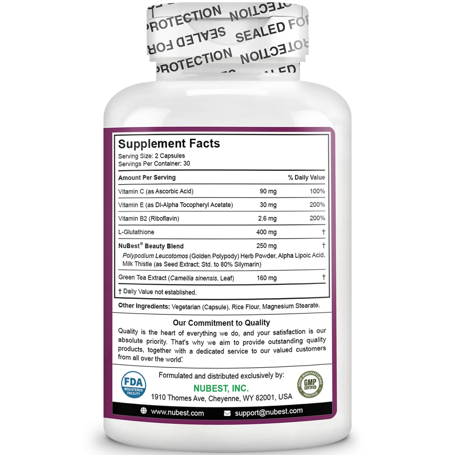 NuBest Glutathione 400mg & Milk Thistle Extract, Skin Brightening, 360 Capsules