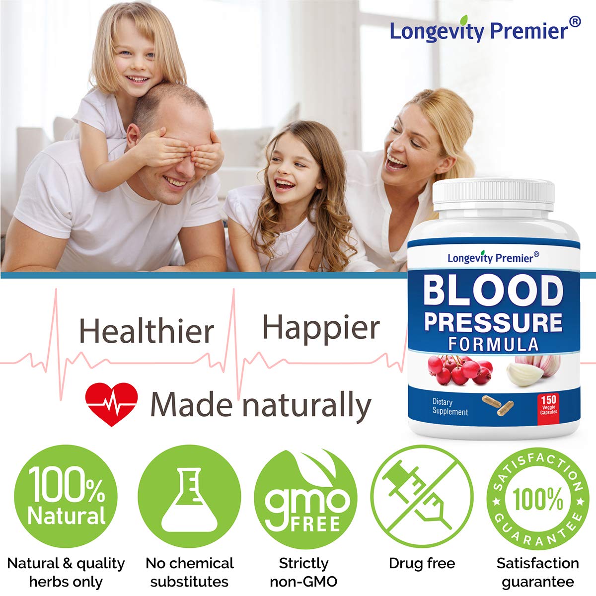 LONGEVITY PREMIER NUTRACEUTICALS INC Longevity Blood Pressure Formula Capsule 1 Count