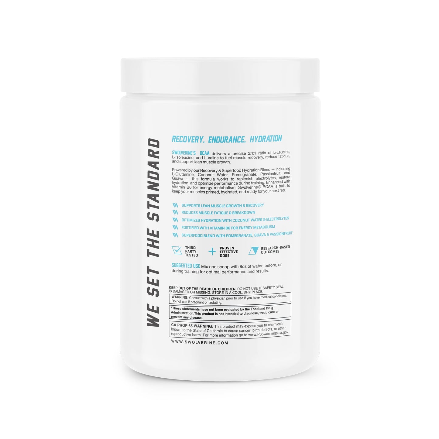 Swolverine BCAA 2:1:1 with L-Glutamine & Electrolytes - Stimulant-Free Amino Acid Supplement for Muscle Recovery, Hydration & Endurance Support Powder, 10.05 Ounces (30 Servings)