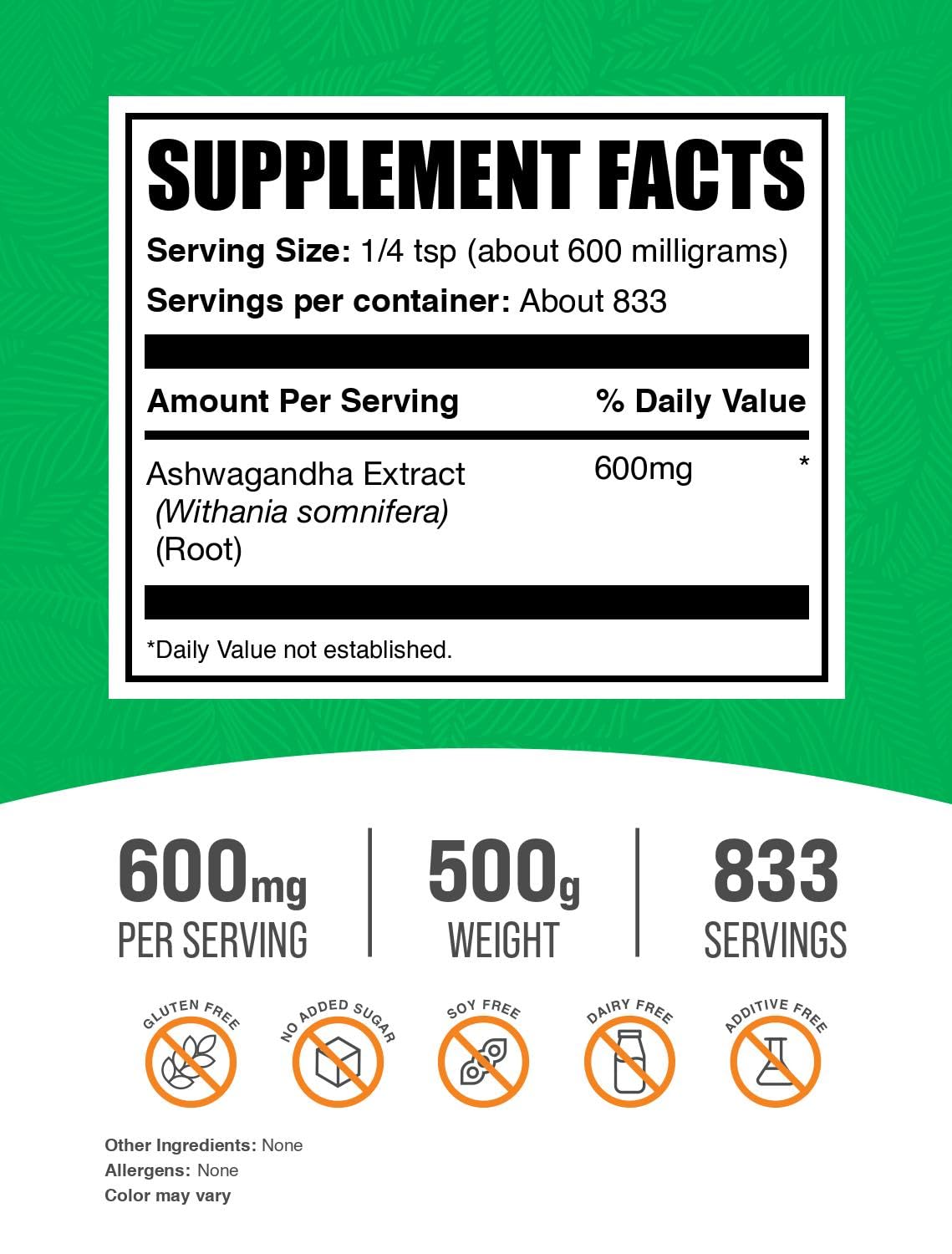 BulkSupplements Ashwagandha Root Extract Powder, 500 g