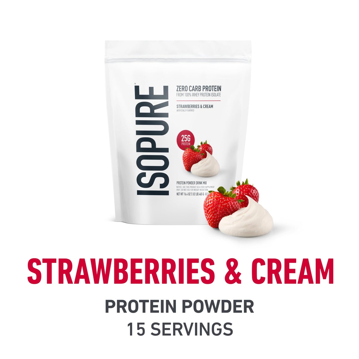 Isopure Zero Carb 100% Pure Whey Isolate Protein Powder, Strawberries & Cream, 1 lb, 15 Servings + Isopure Creatine Monohydrate Powder, 100 Servings