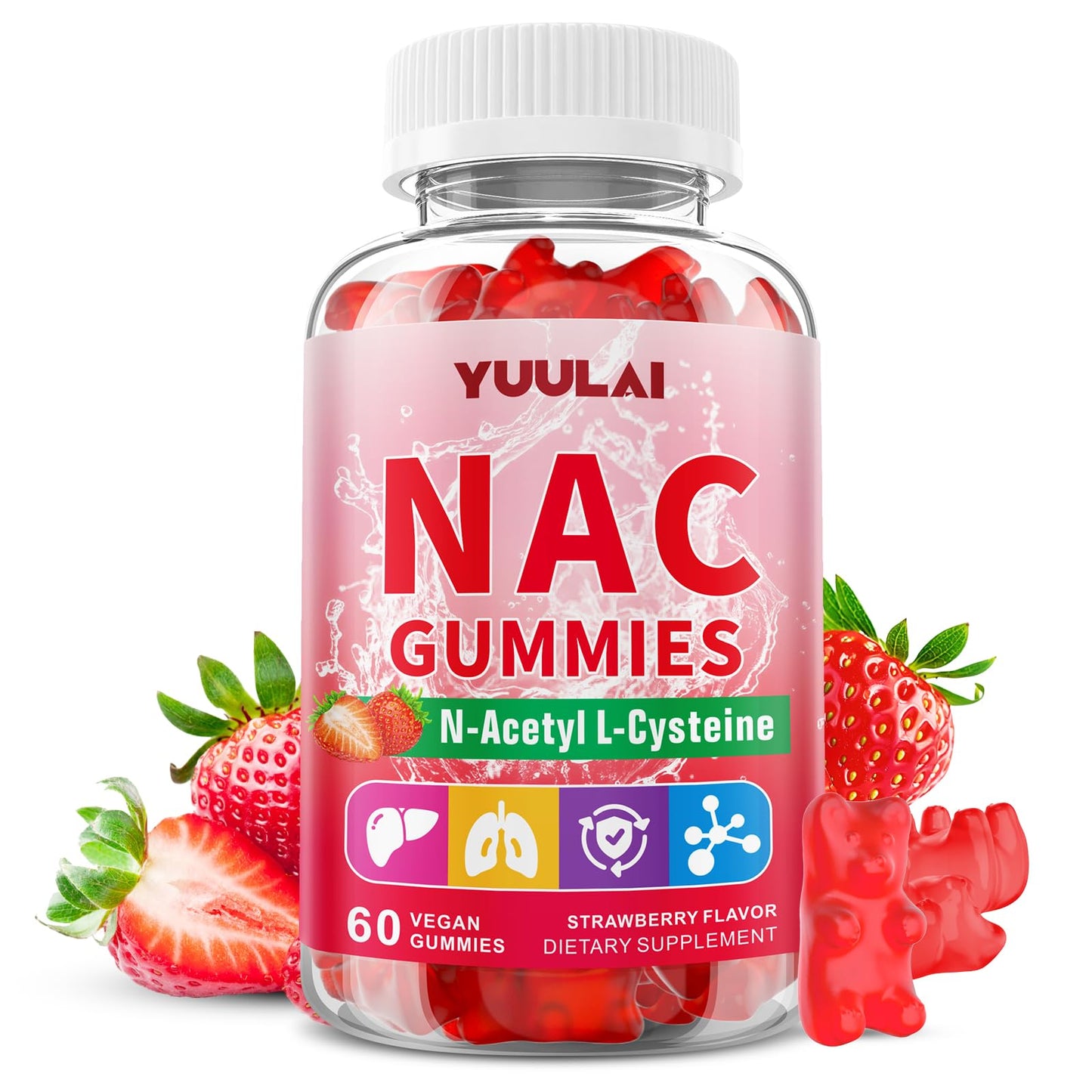 YUULAI N-Acetyl Cysteine Gummies 1000mg, 60 Gummies
