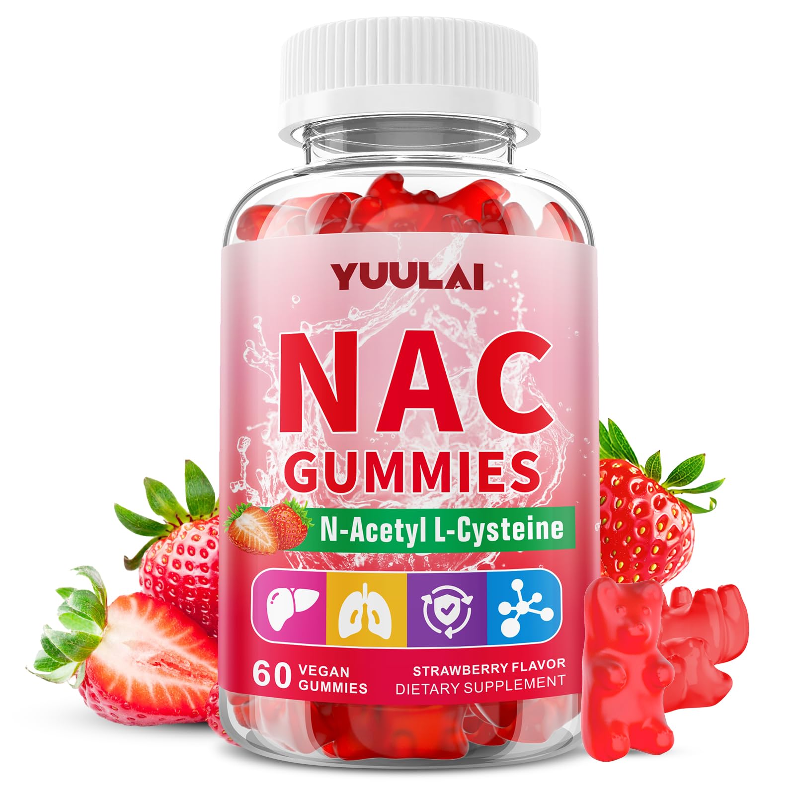 YUULAI N-Acetyl Cysteine Gummies 1000mg, 60 Gummies