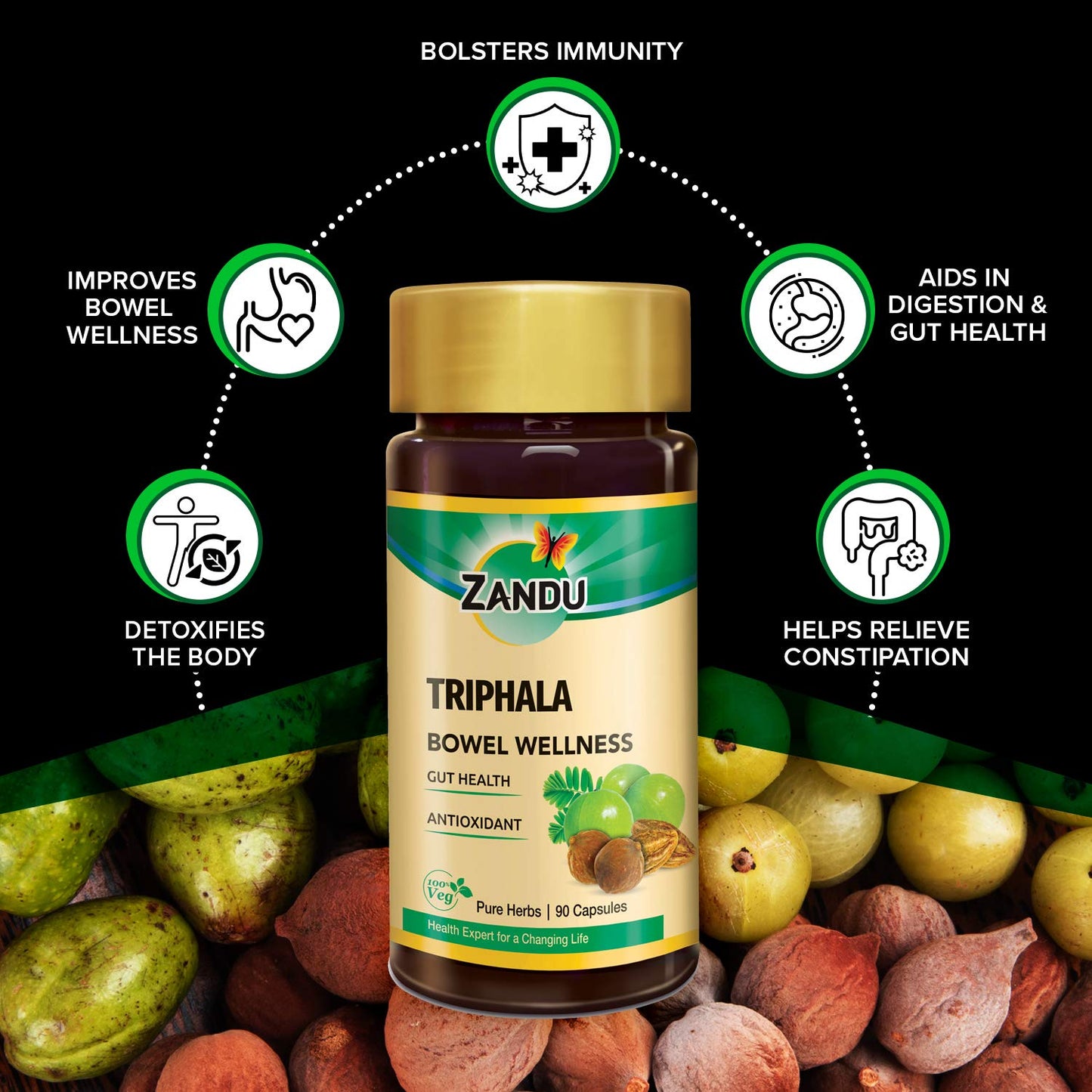 Zandu Triphala Capsules 90 Veg Capsules
