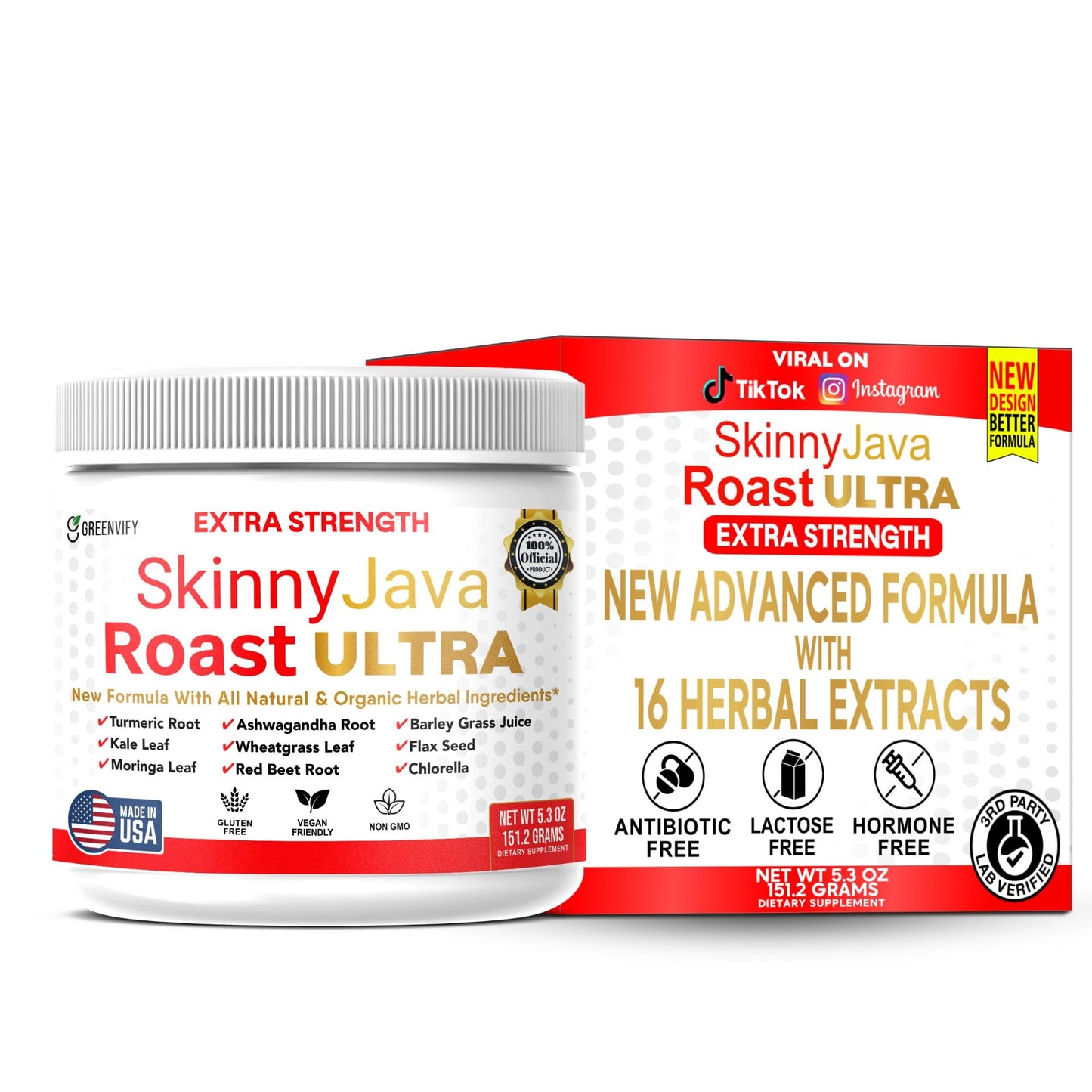 GREENVIFY SkinnyJava Roast Ultra Extra Strength Supplement Capsules, 60 Count