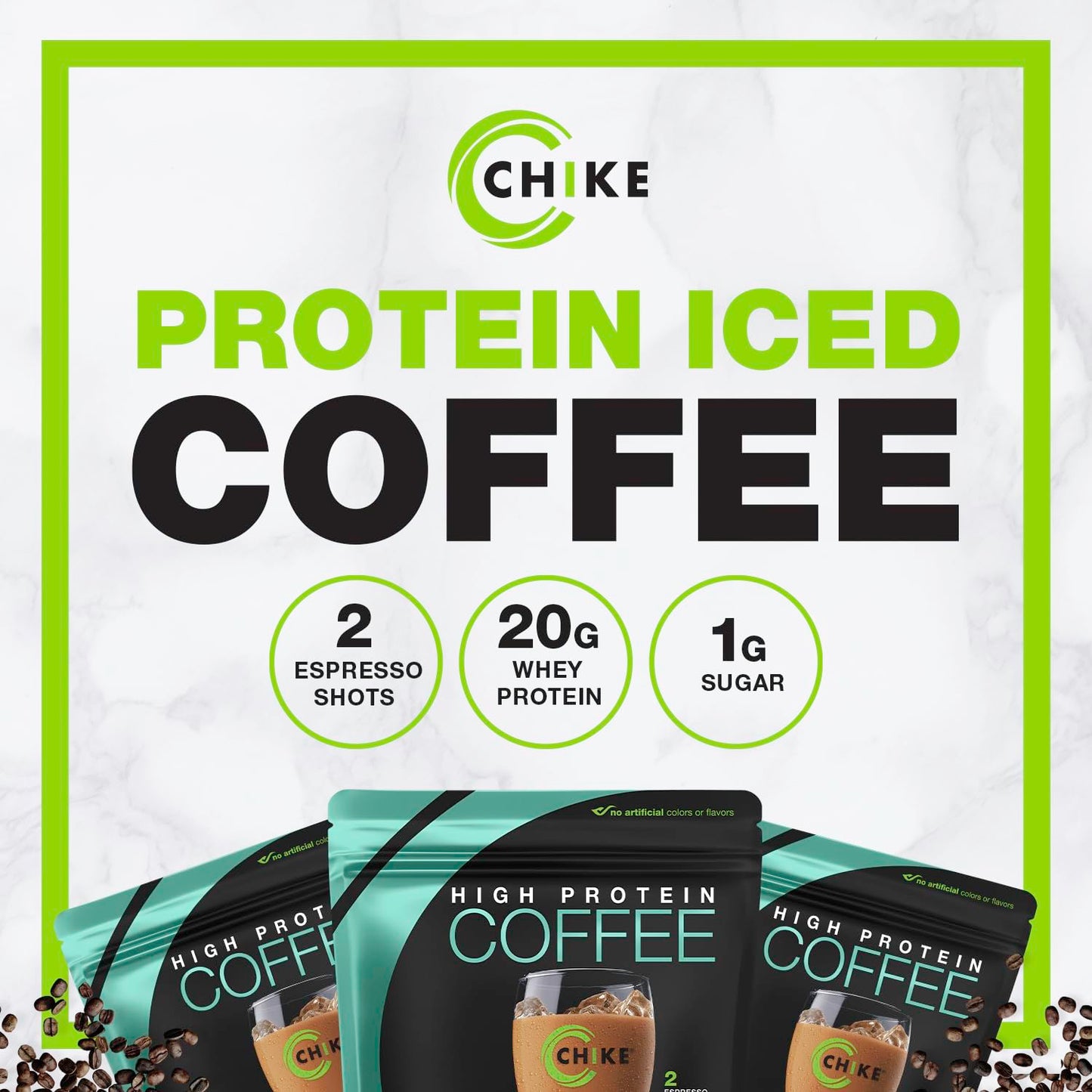 CHIKE Mocha Mint High Protein Iced Coffee Powder, 14.8 Ounce