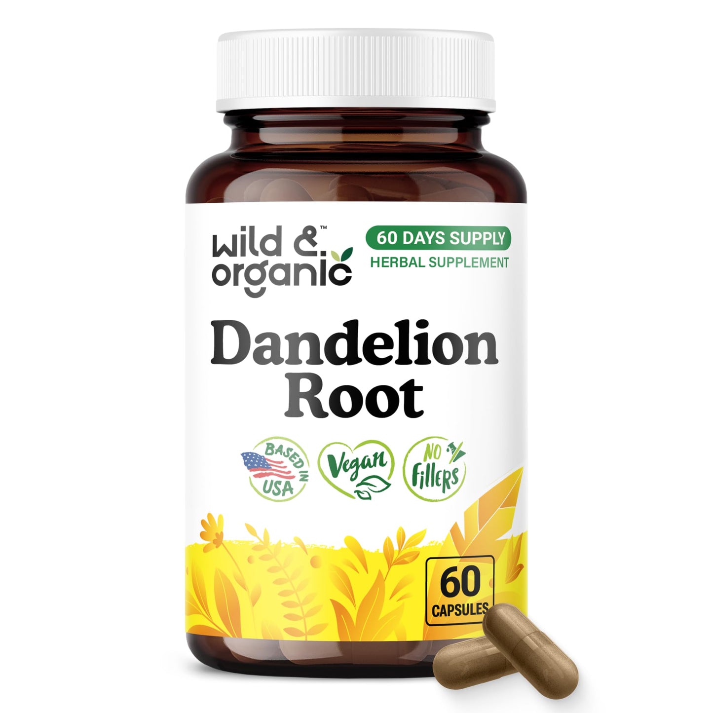 Wild & Organic Dandelion Root Capsules 60 Capsules