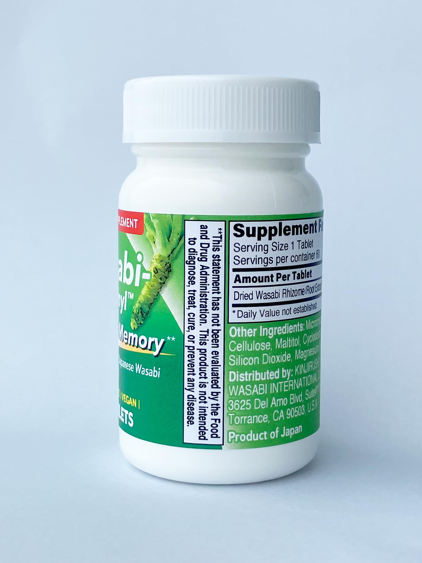 KINJIRUSHI BRAND Wasabi Sulfinyl Supplement with Hexalaphane Japanese Wasabi (6-MSITC) 60 Tablets