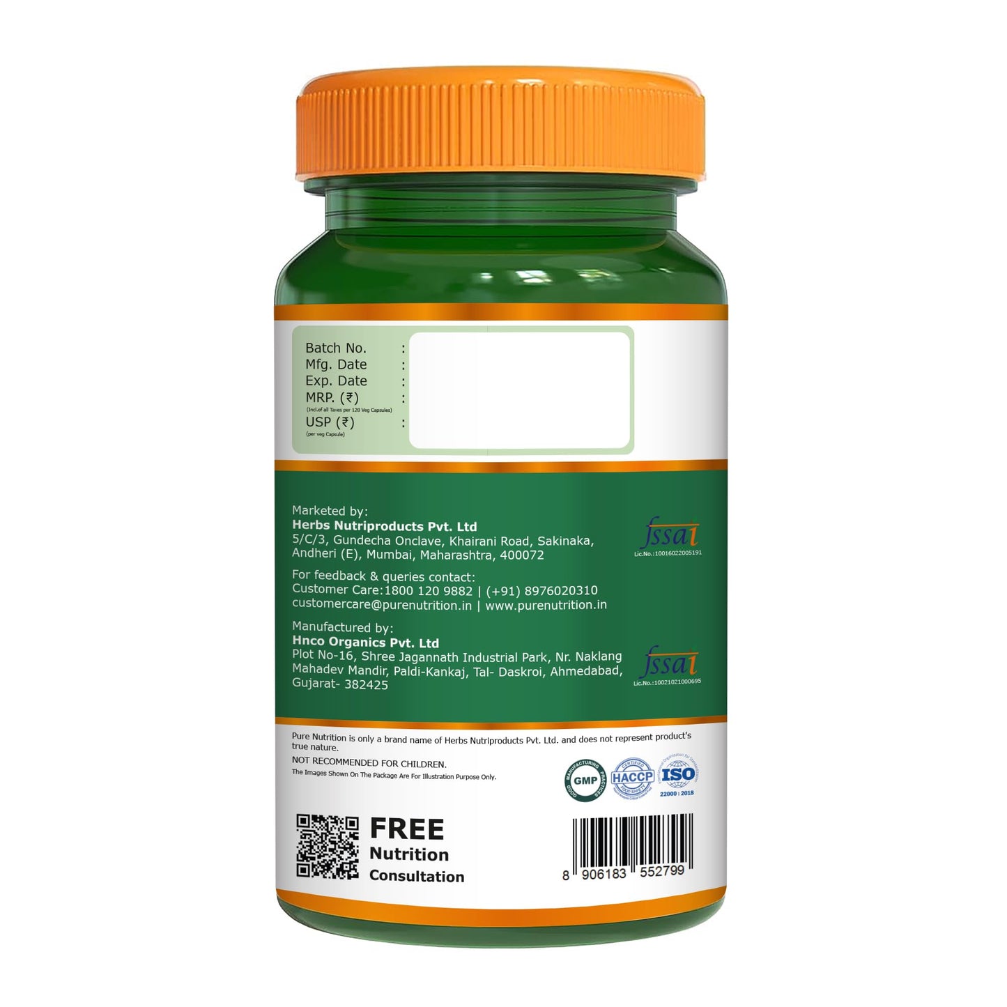 Pure Nutrition Natural Treasures Korean Ginseng 800mg Capsule 120 Count