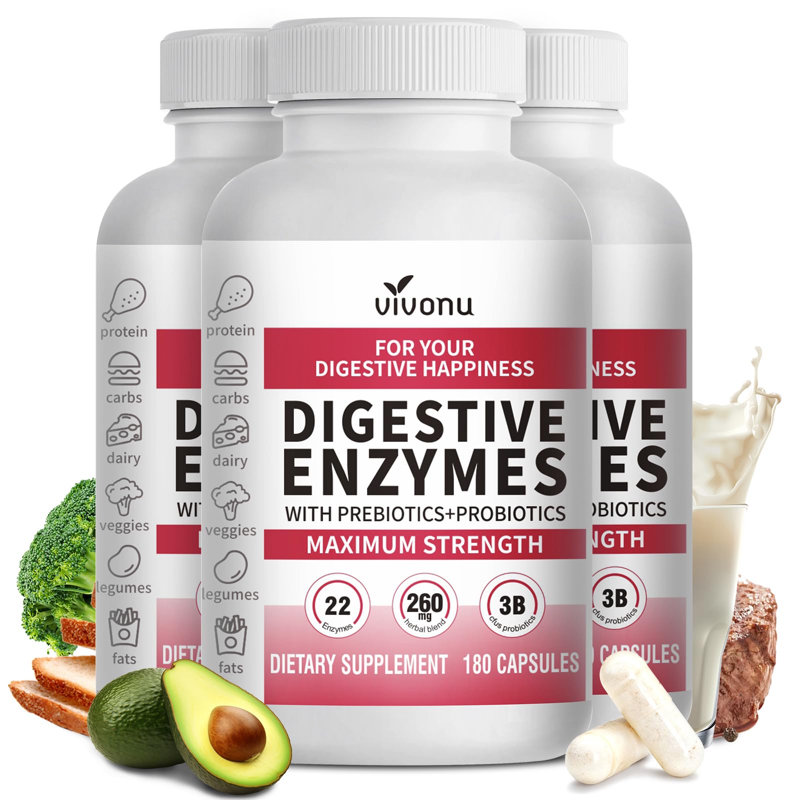 VivoNu Digestive Enzymes Capsule 540 Count