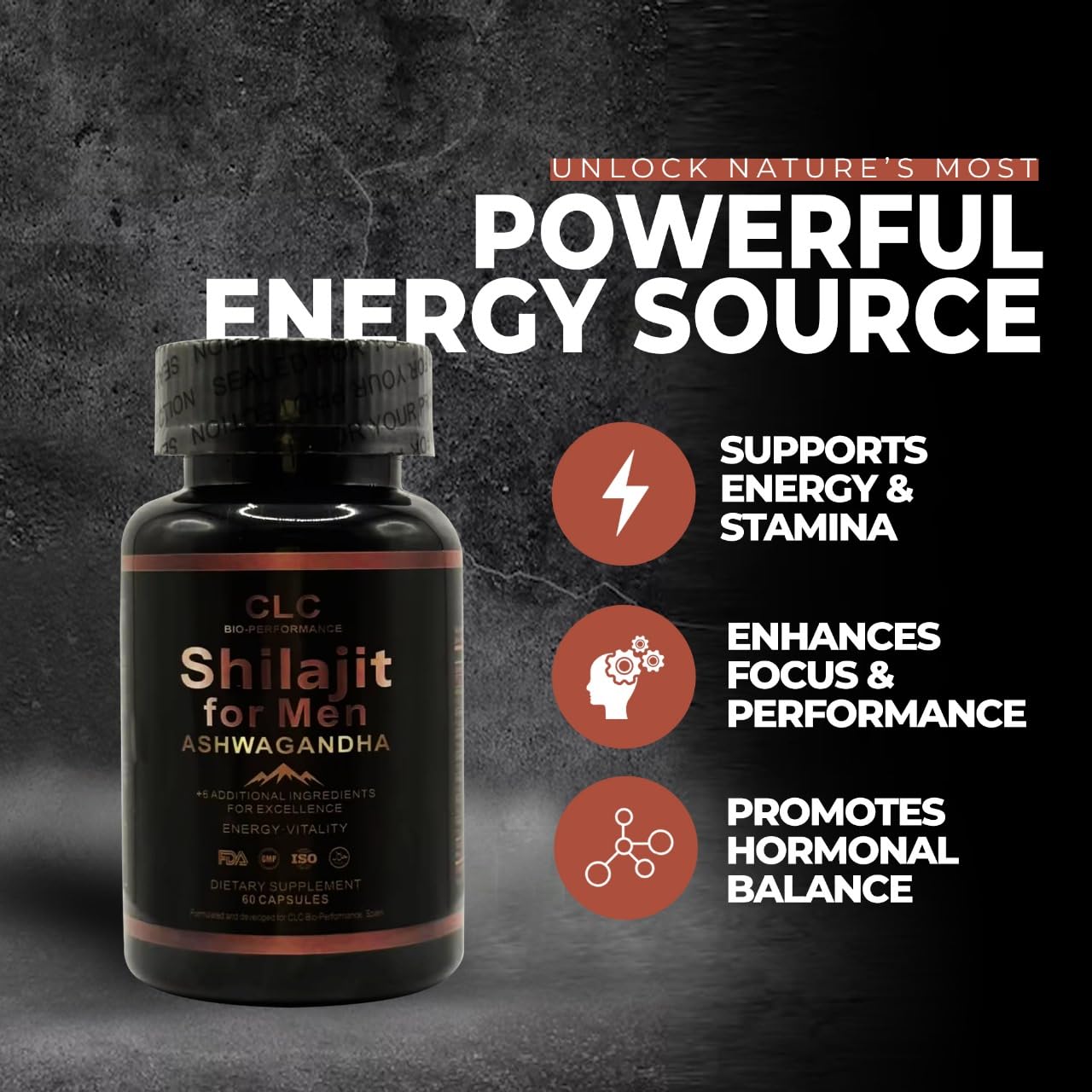 CLC Bio-Performance Shilajit & Ashwagandha Capsules, 60 Count