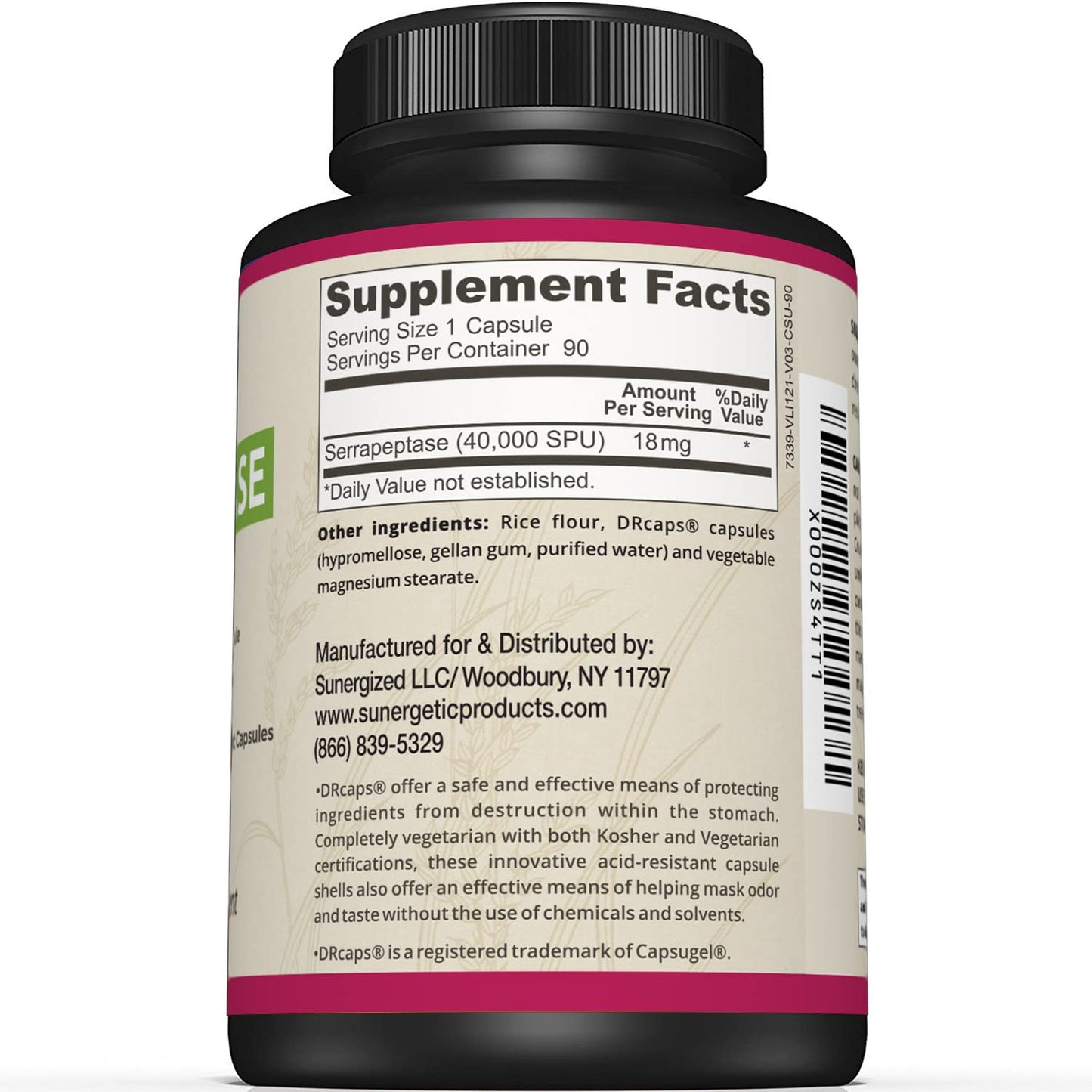 Sunergetic Serrapeptase Enzyme Supplement 90 Capsules
