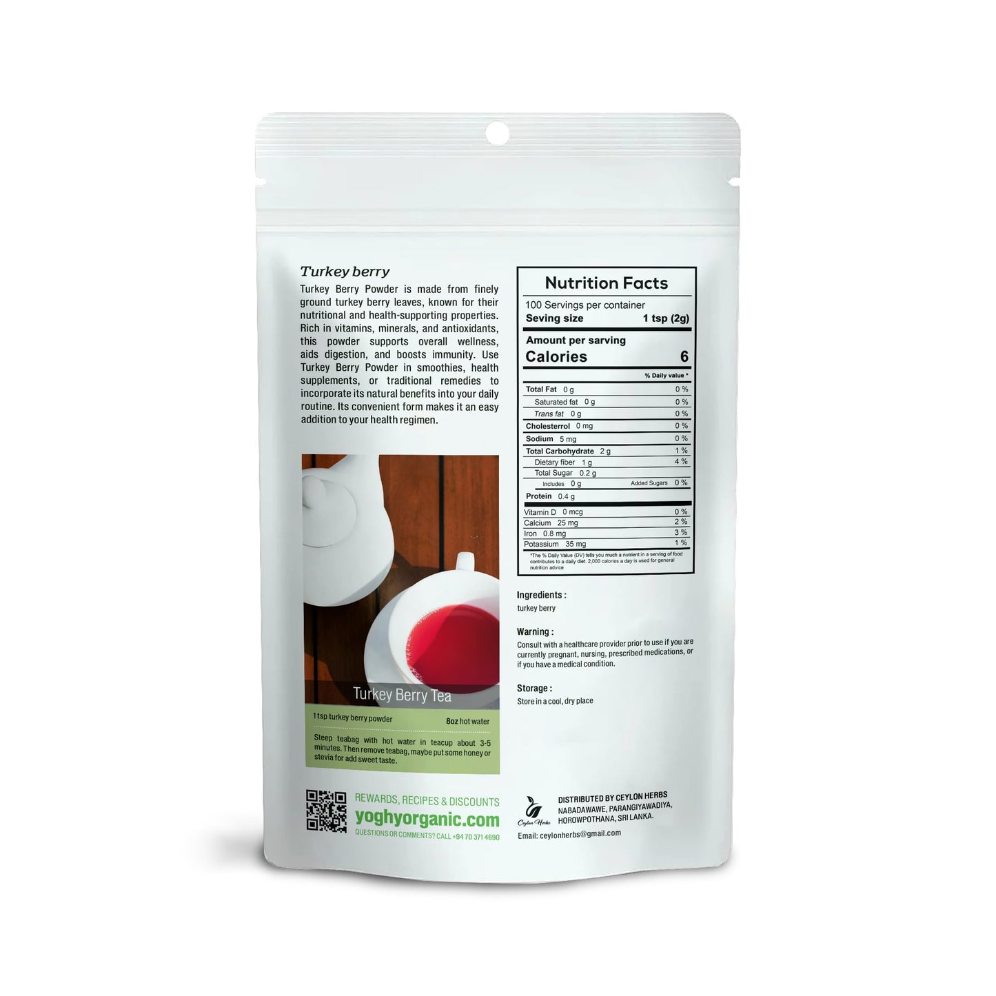 Generic Turkey Berry Leaves Tea Powder 7 Count