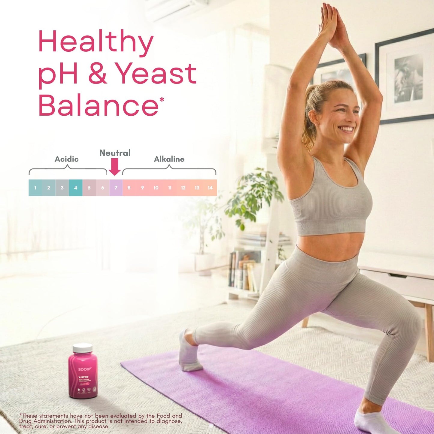 SOON+ Vaginal Probiotics for Women V-Sync with Lactobacillus, Cranberry & Prebiotics, 6 Billion CFU, 60 Capsules