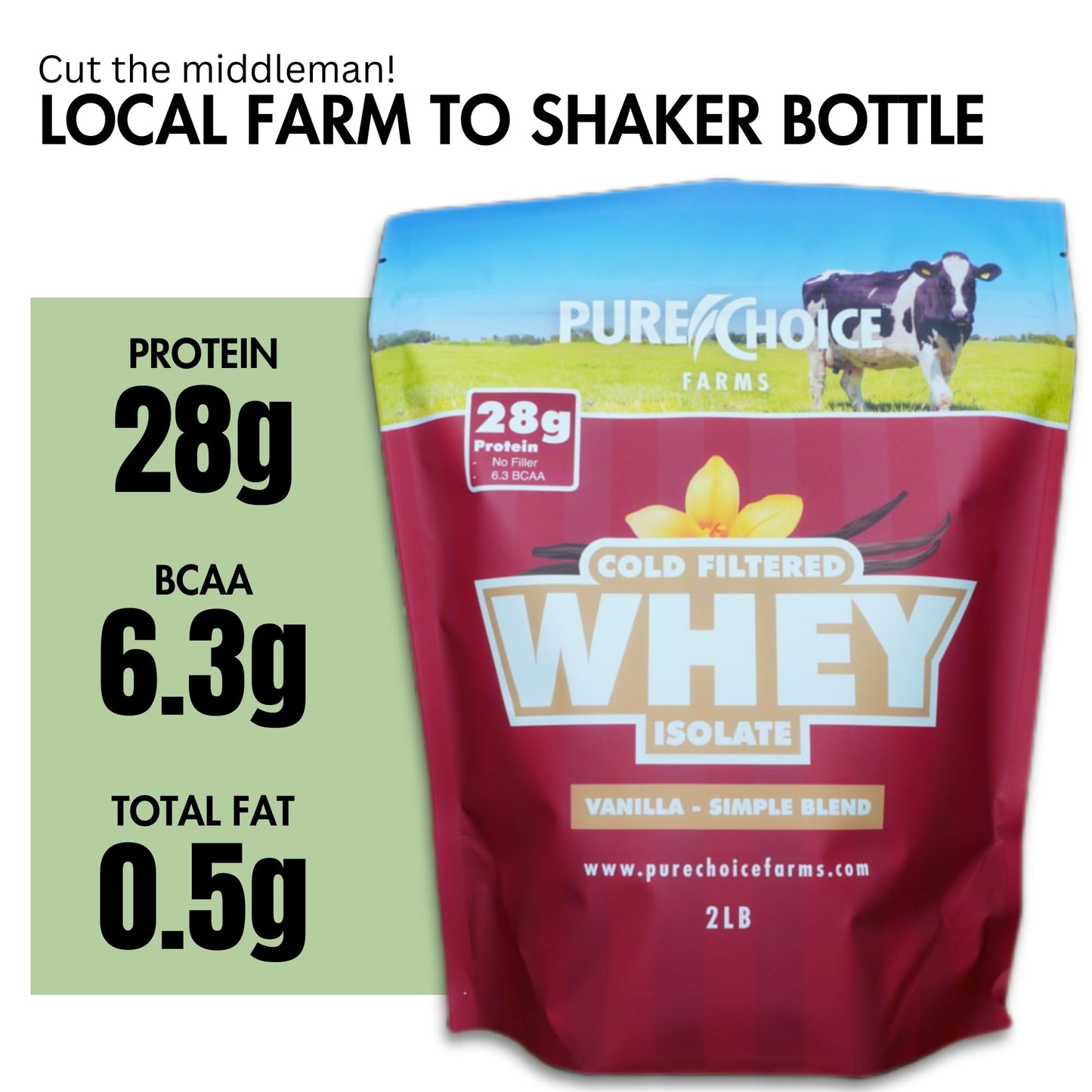 Pure Choice Whey Vanilla Whey Protein Isolate Powder, 12 Ounce