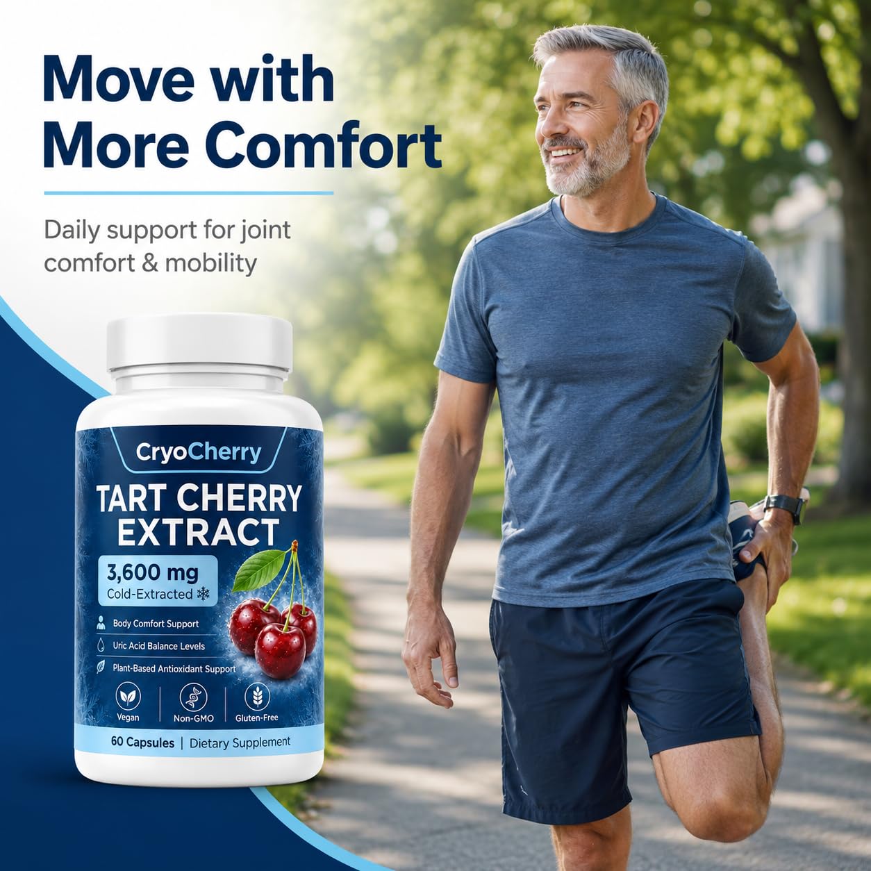 Aacnre CryoCherry Tart Cherry Extract Cold-Extracted Tart Cherry Supplement 60 Capsules