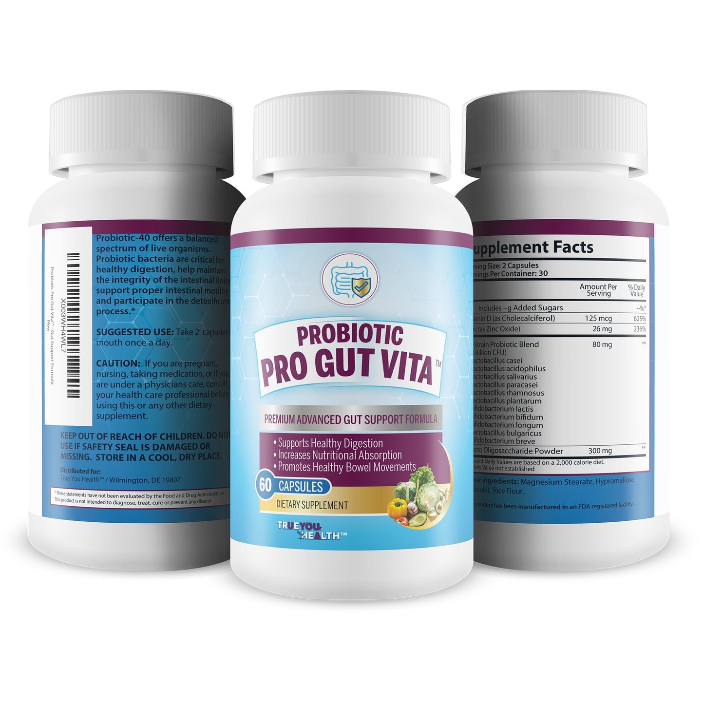 True You Health Probiotic Pro Gut Vita Capsule 60 Count