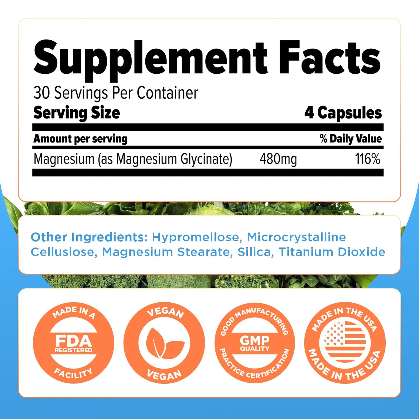 Selfevolve Magnesium Glycinate 480mg Capsule, 1 Count