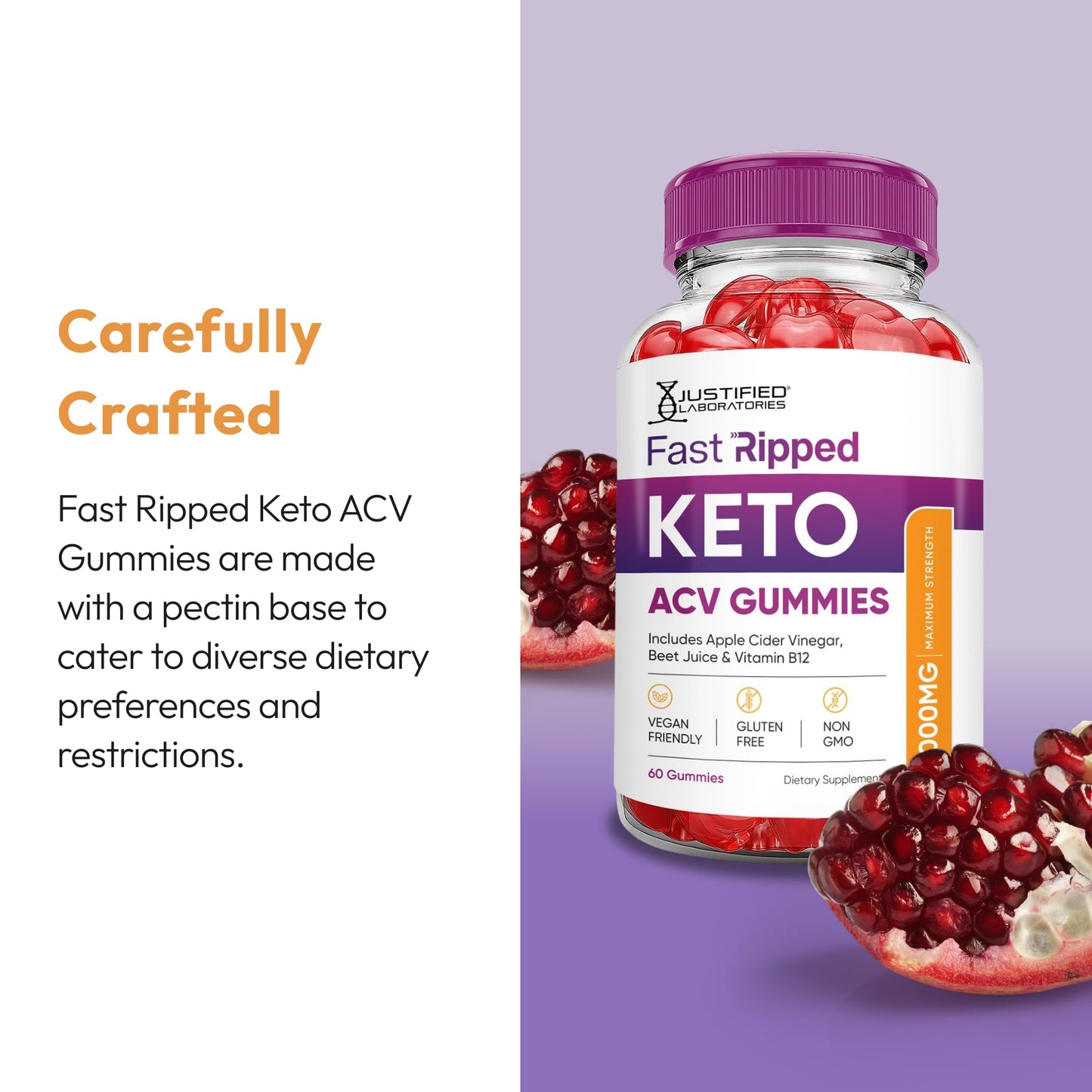 Justified Laboratories Fast Ripped Keto ACV Gummies (1000 mg) 180 Gummies