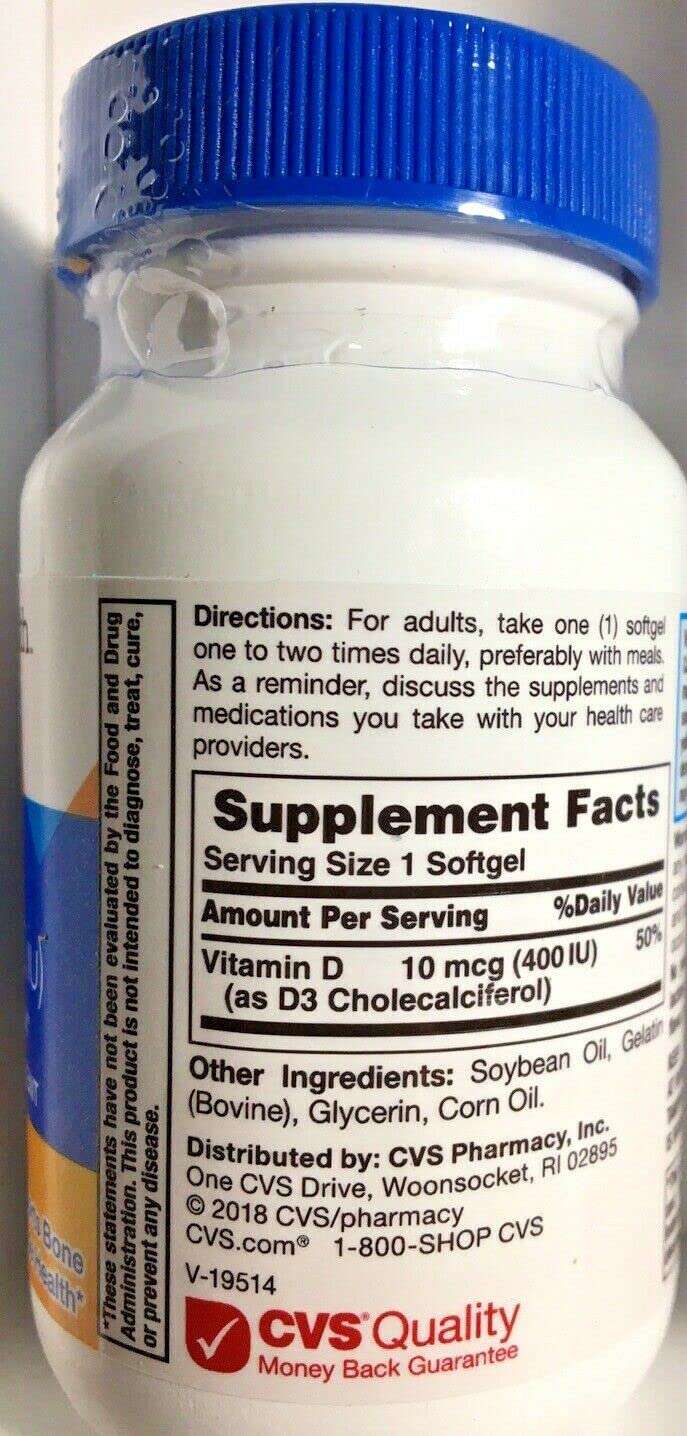 CVS Health Vitamin D3 Softgels 400IU, 100 Softgels