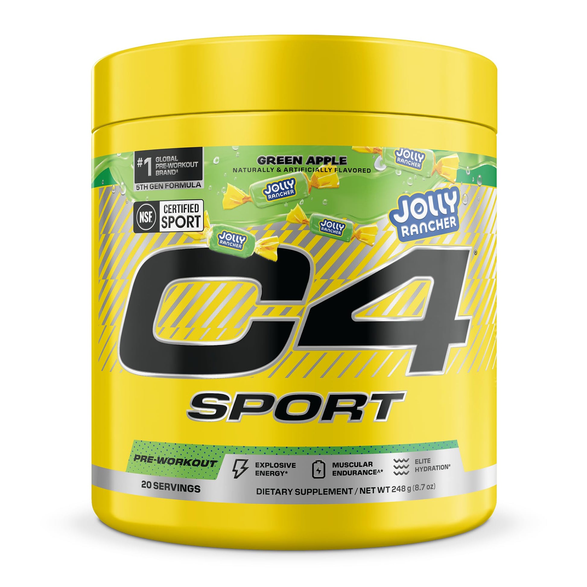 C4 Sport Pre Workout Powder - Jolly Rancher Green Apple, 8.75 Ounce