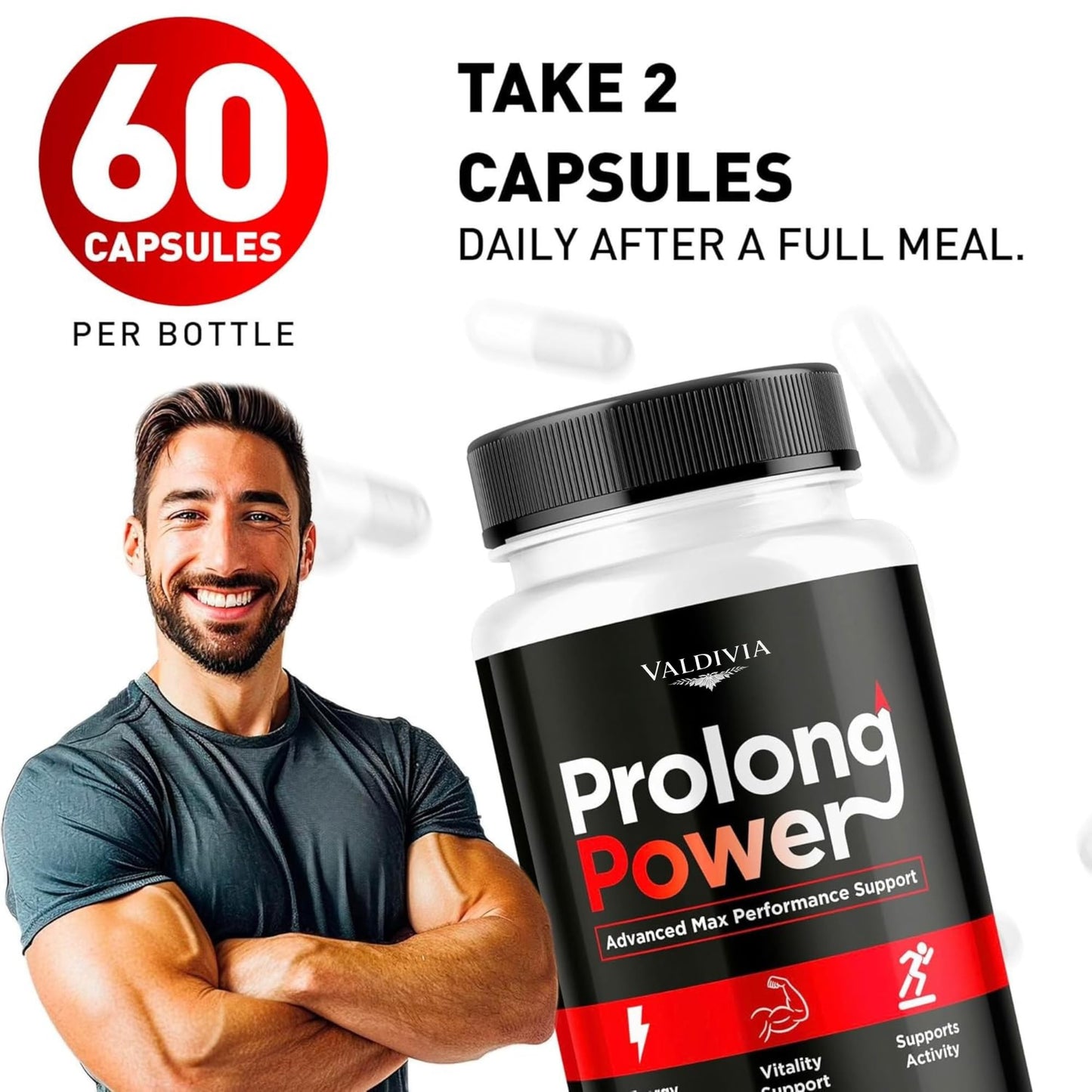 Valdivia Prolong Power Capsules for Men, 60 Count