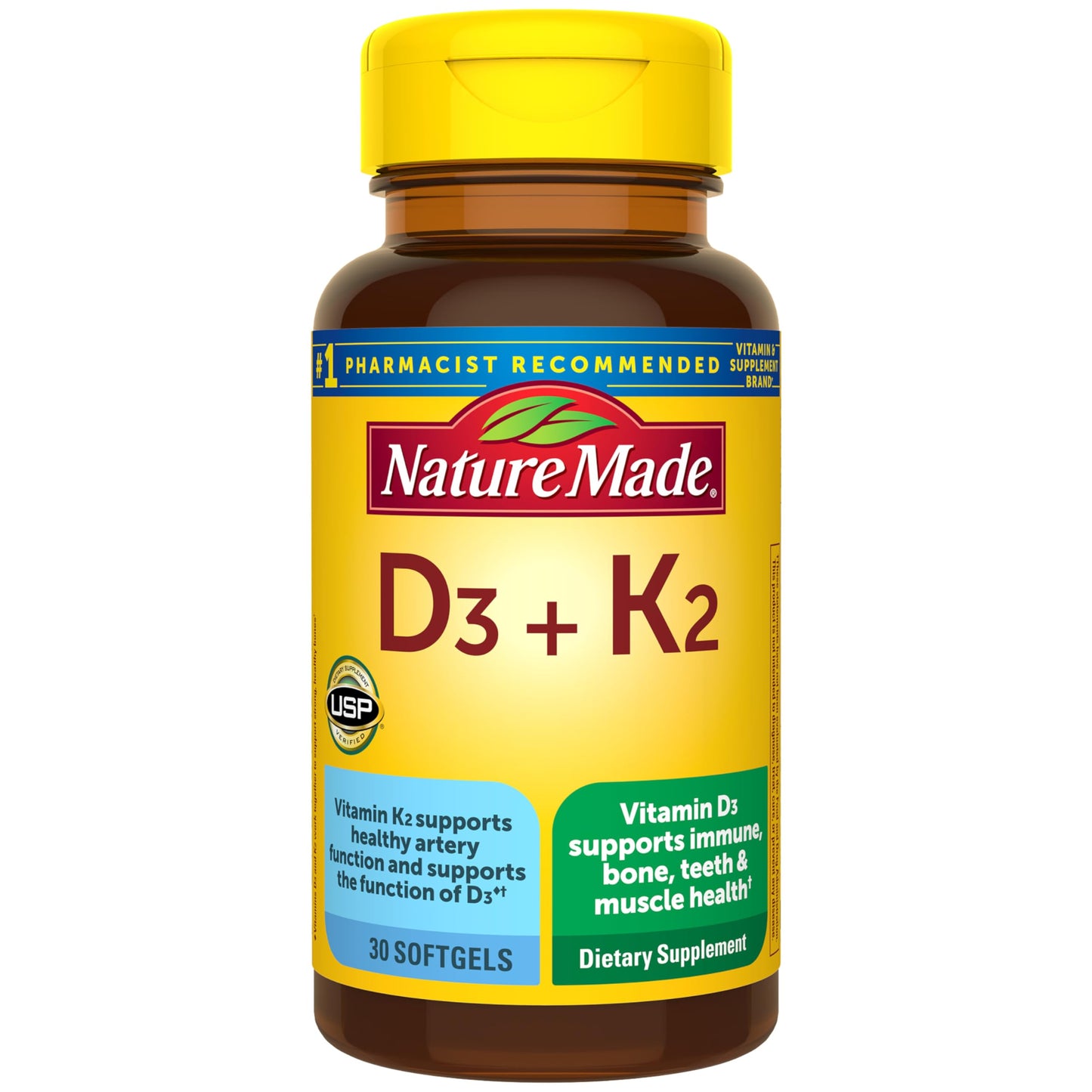 Nature Made Vitamin D3 K2 Supplement Softgels 30
