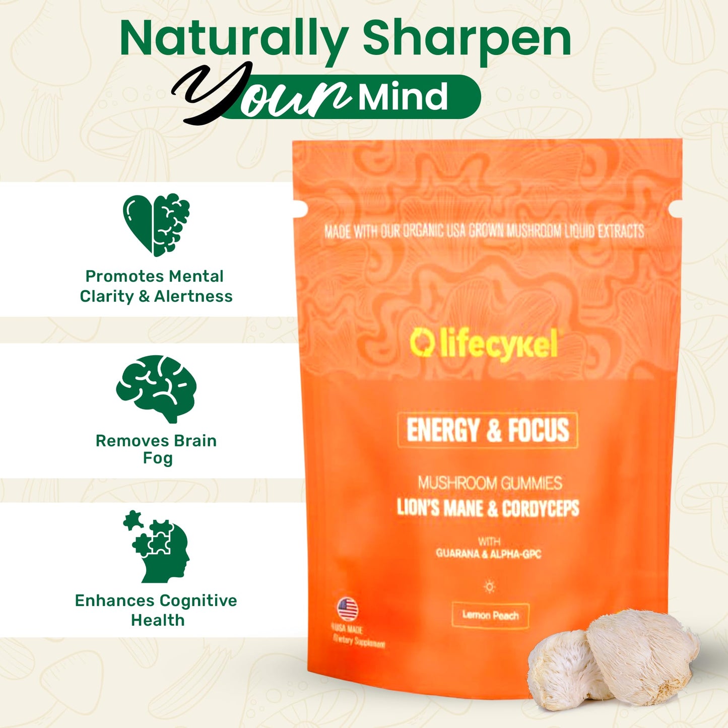 Life Cykel Cordyceps & Reishi Mushroom Extract Liquid Duo Drops & Gummies 10 Count