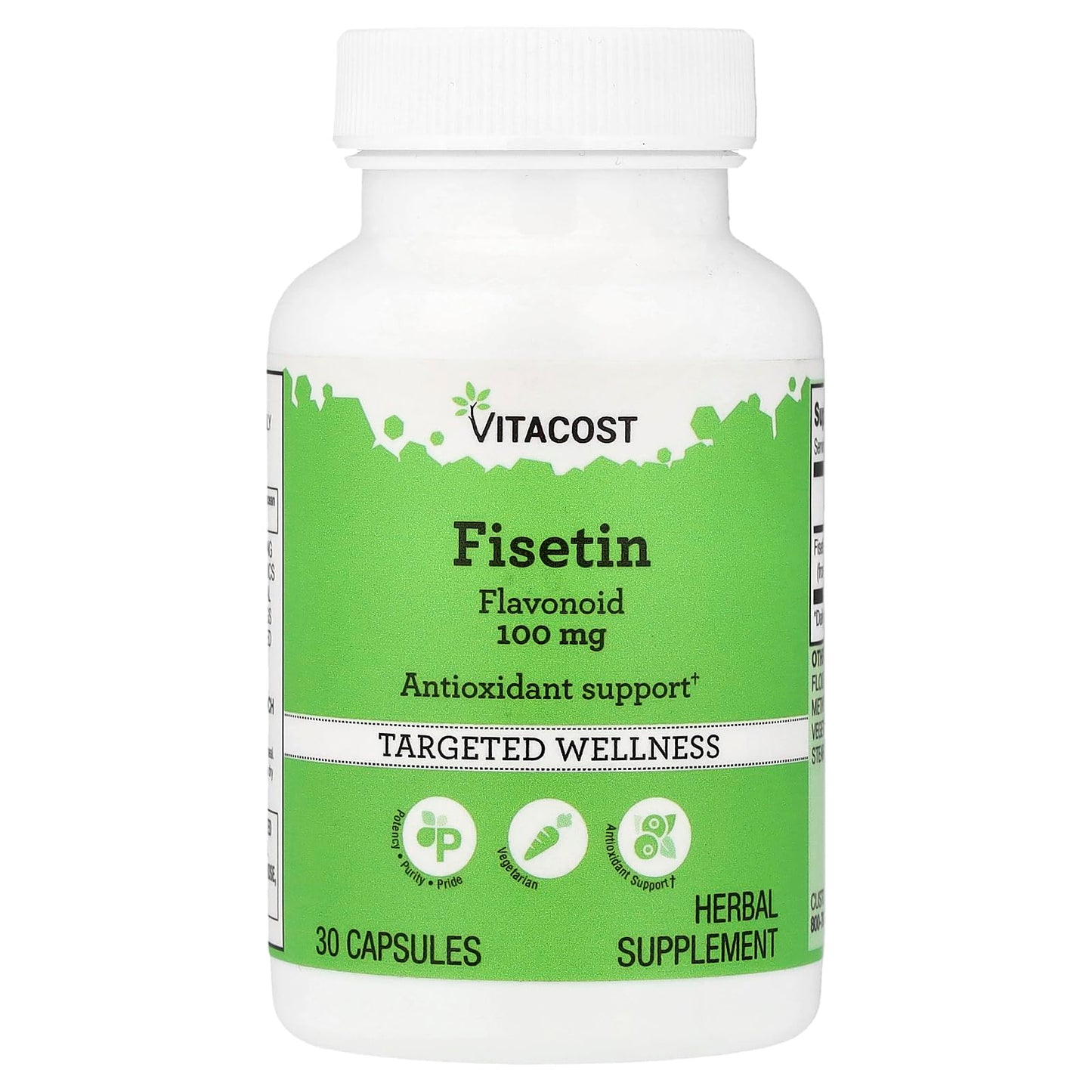 Vitacost Fisetin Flavonoid 100 mg Capsules, 30 Count
