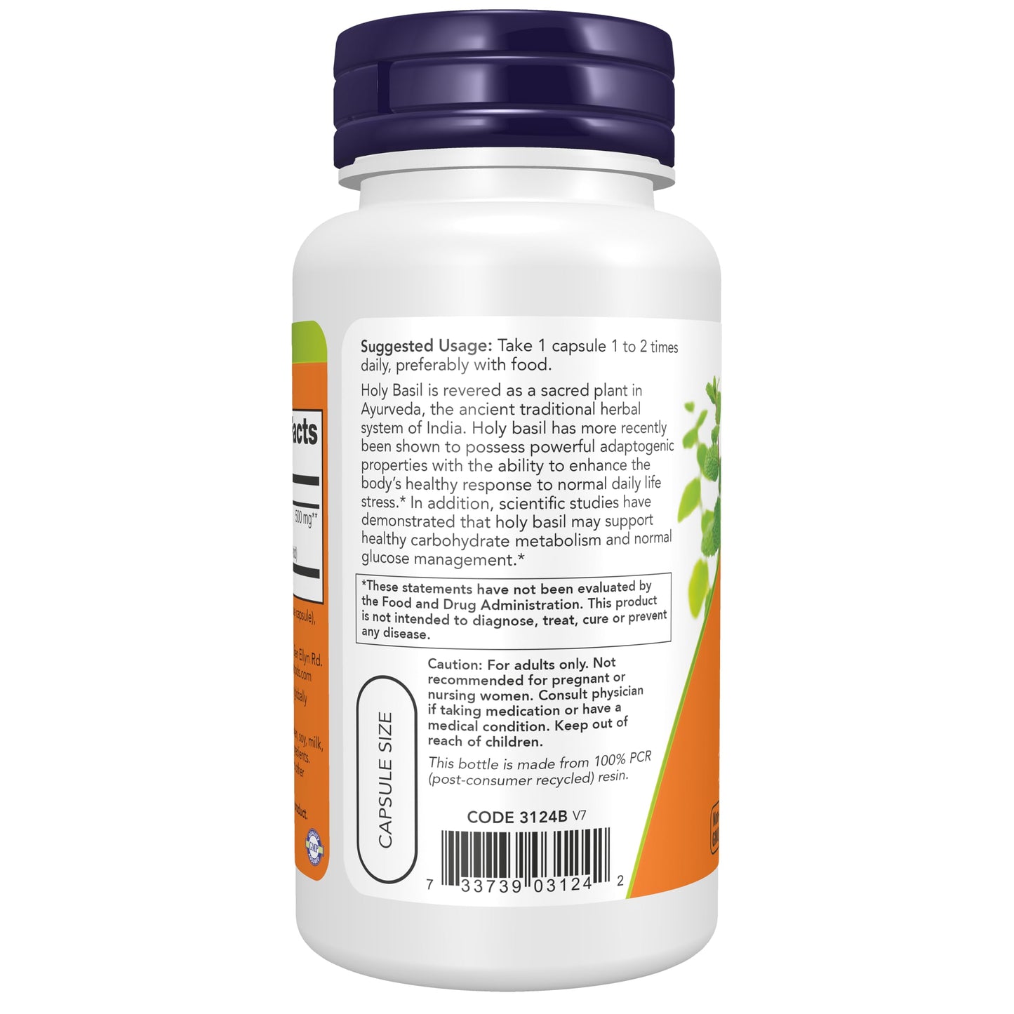 NOW Foods Holy Basil Extract 500 mg Capsules, 90 Veg Capsules