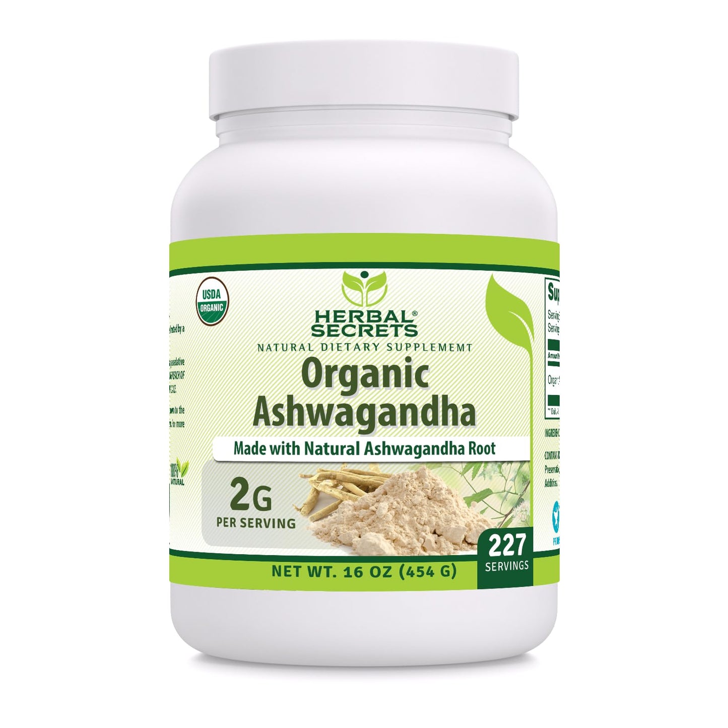 Herbal Secrets Organic Ashwaganda Root Powder 16 Oz