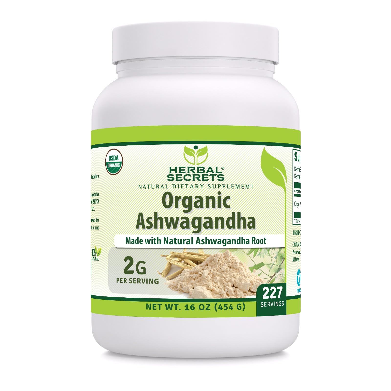 Herbal Secrets Organic Ashwaganda Root Powder 16 Oz
