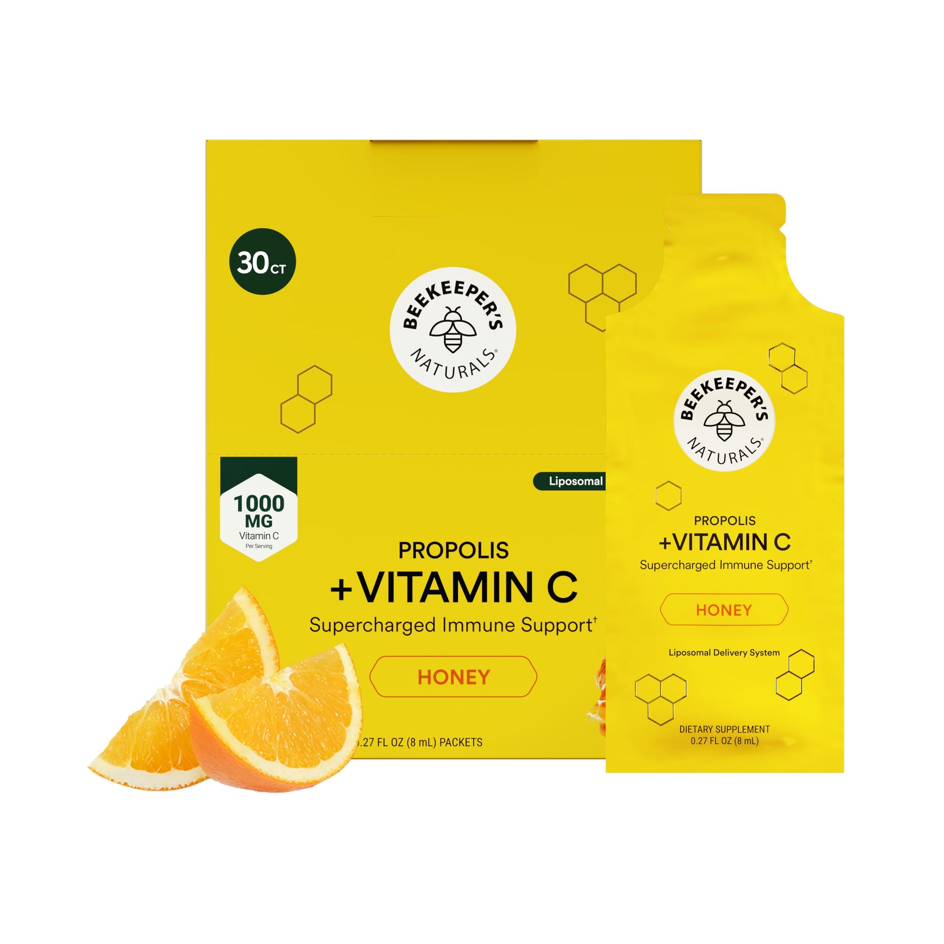 Beekeeper's Naturals Propolis Liposomal Vitamin C Powder, 30 Packets