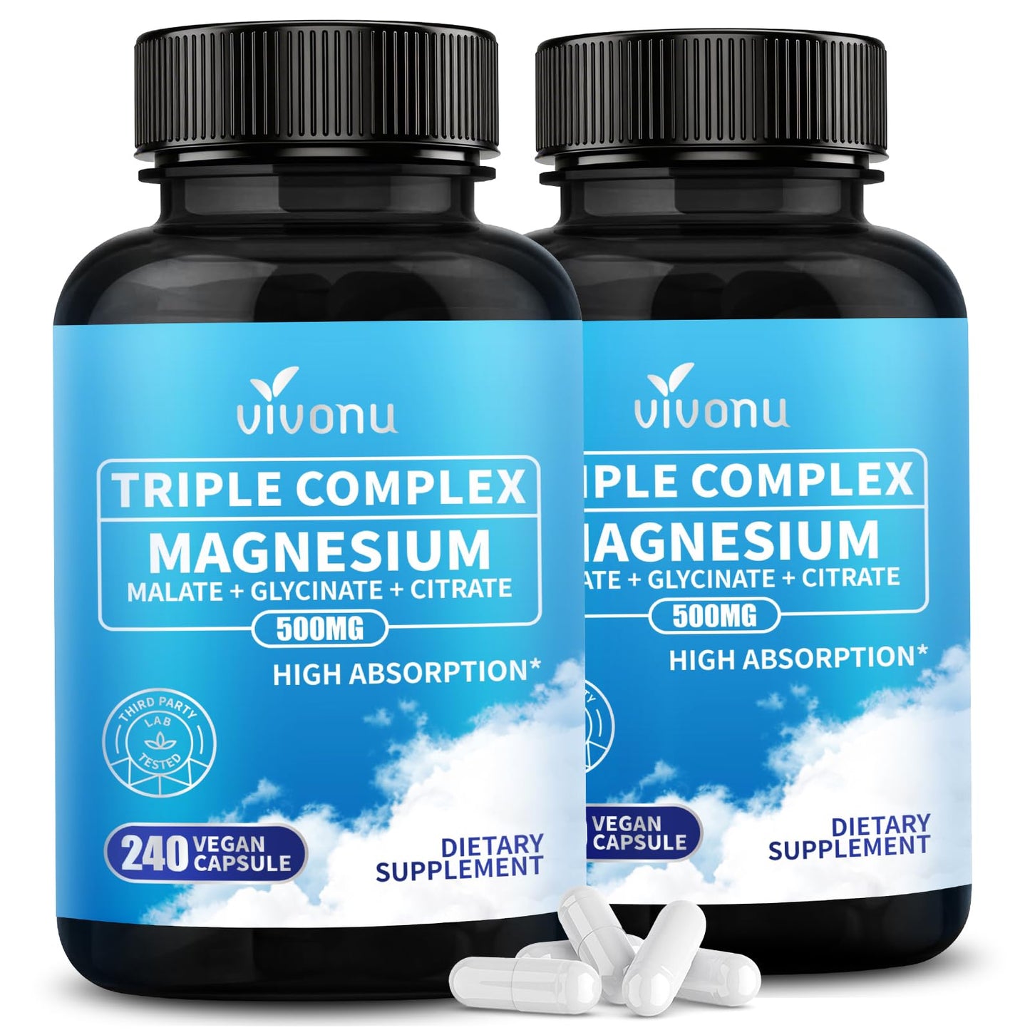 VivoNu Triple Magnesium Complex Capsules, 480 Capsules